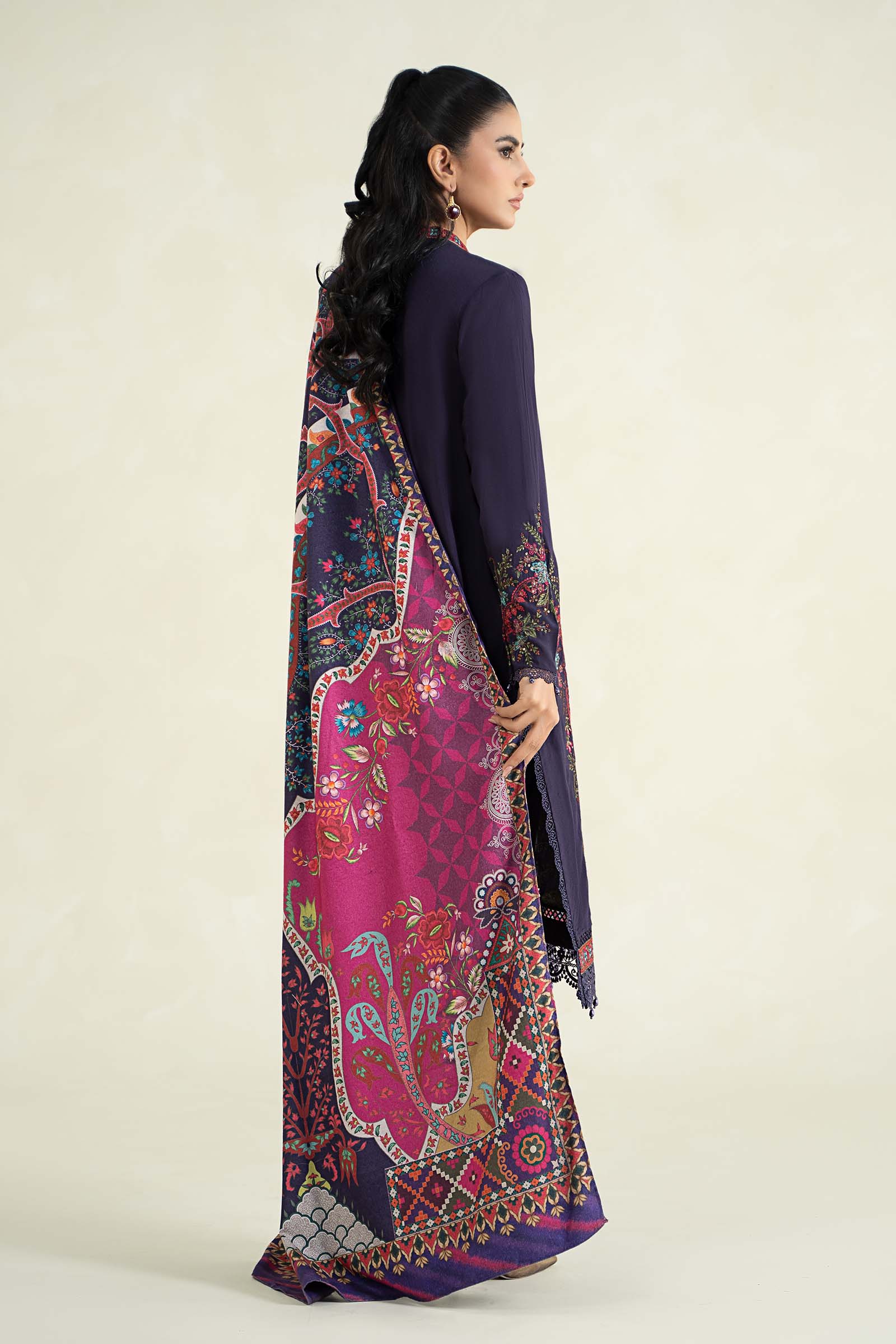 3 Piece Printed Linen Suit | MPS-2402-A - Image 5