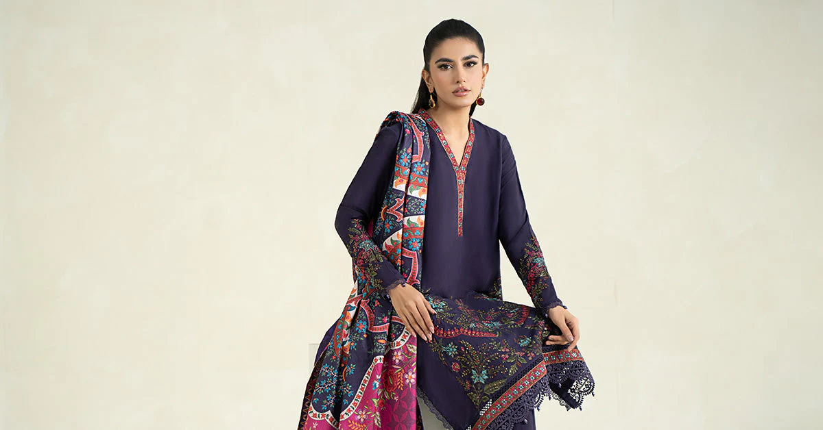 3 Piece Printed Linen Suit | MPS-2402-A - Image 6