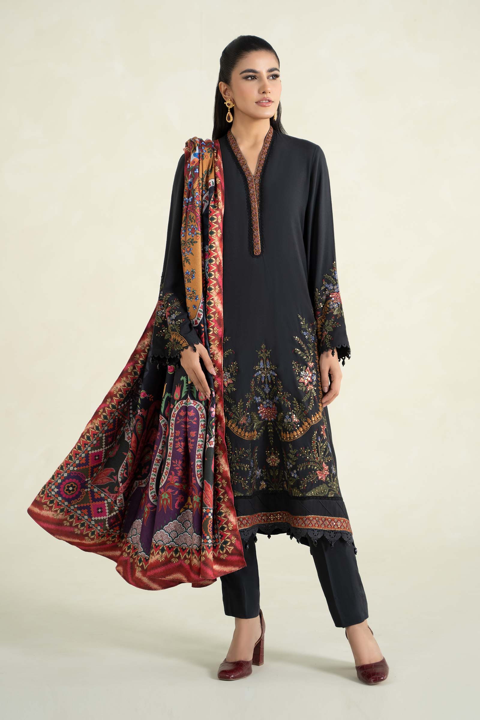 3 Piece Printed Linen Suit | MPS-2402-B