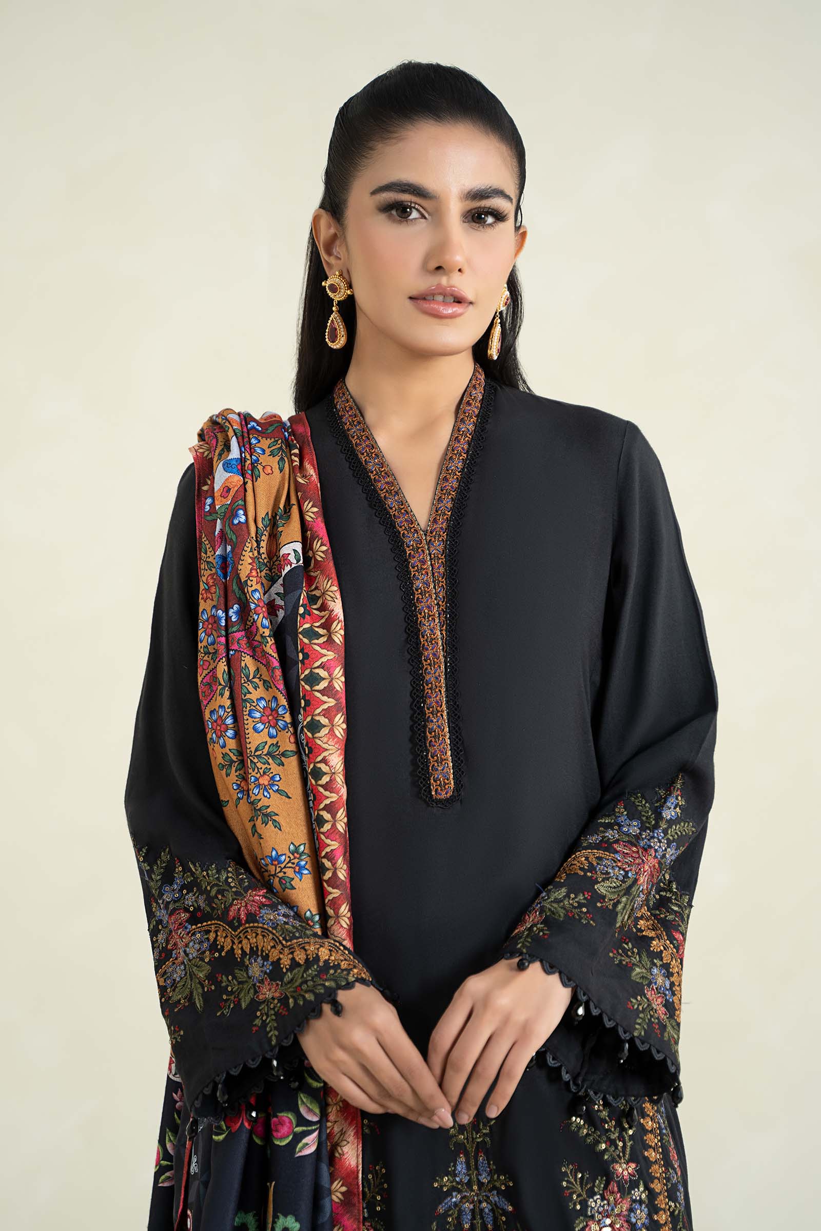 3 Piece Printed Linen Suit | MPS-2402-B - Image 2