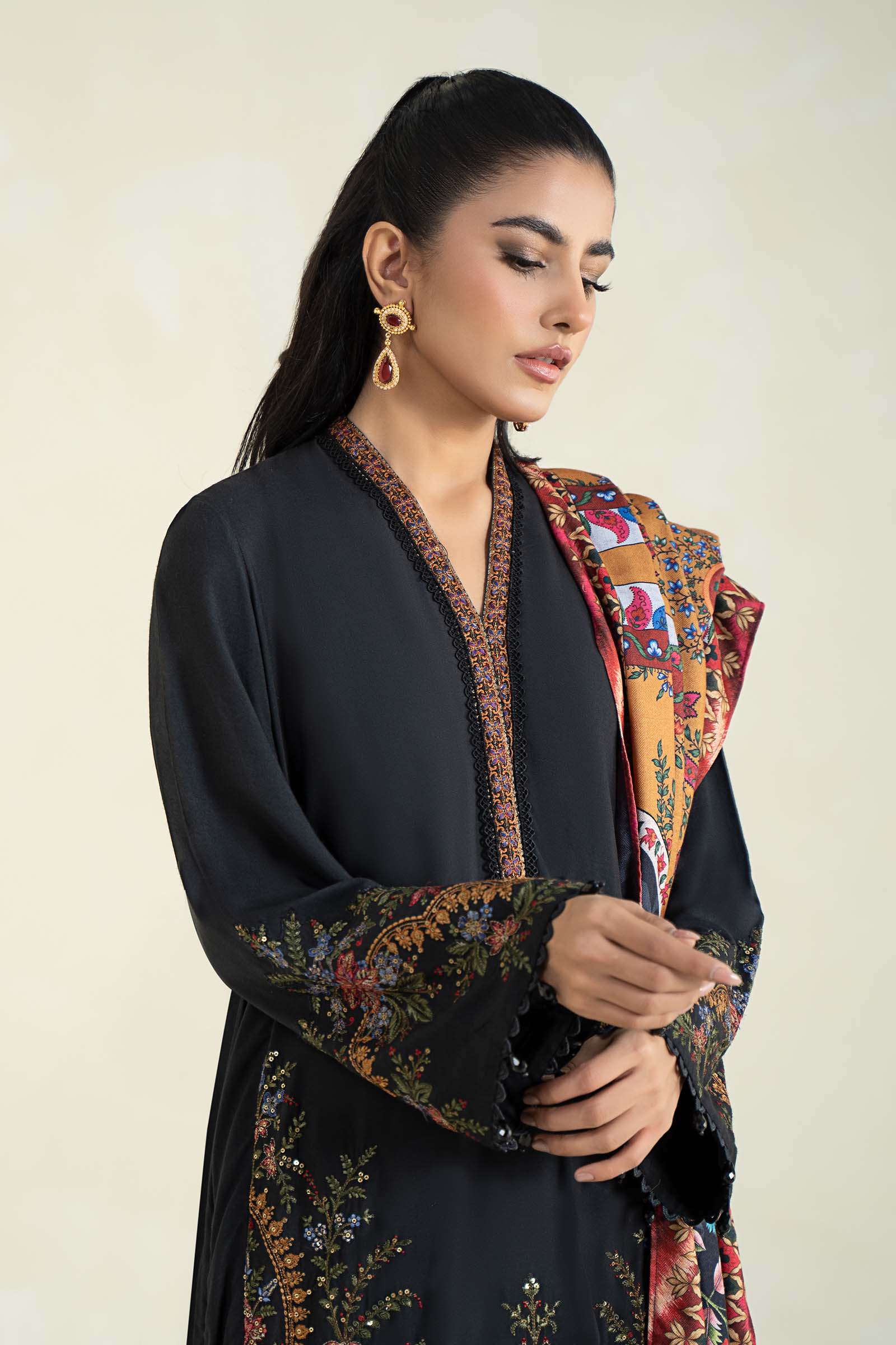 3 Piece Printed Linen Suit | MPS-2402-B - Image 3