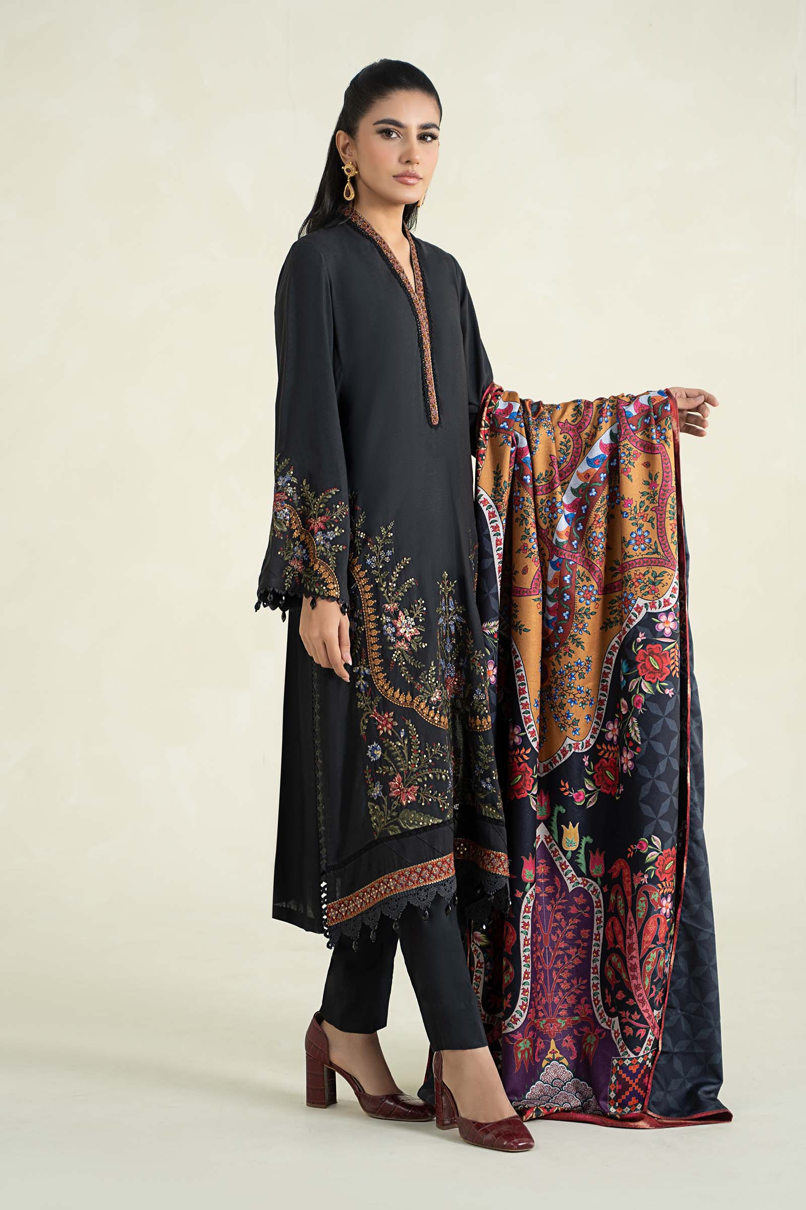 3 Piece Printed Linen Suit | MPS-2402-B - Image 4