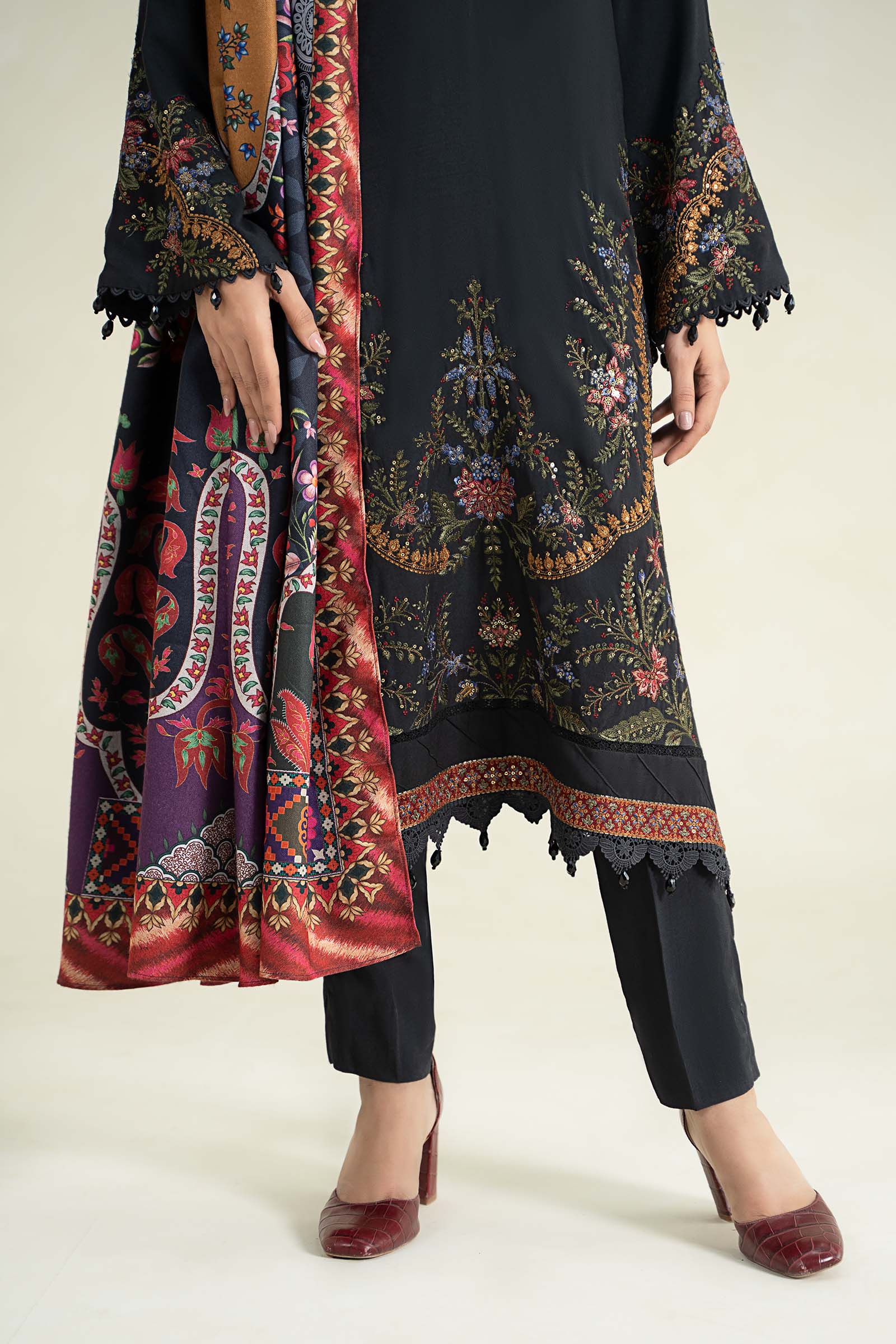 3 Piece Printed Linen Suit | MPS-2402-B - Image 6