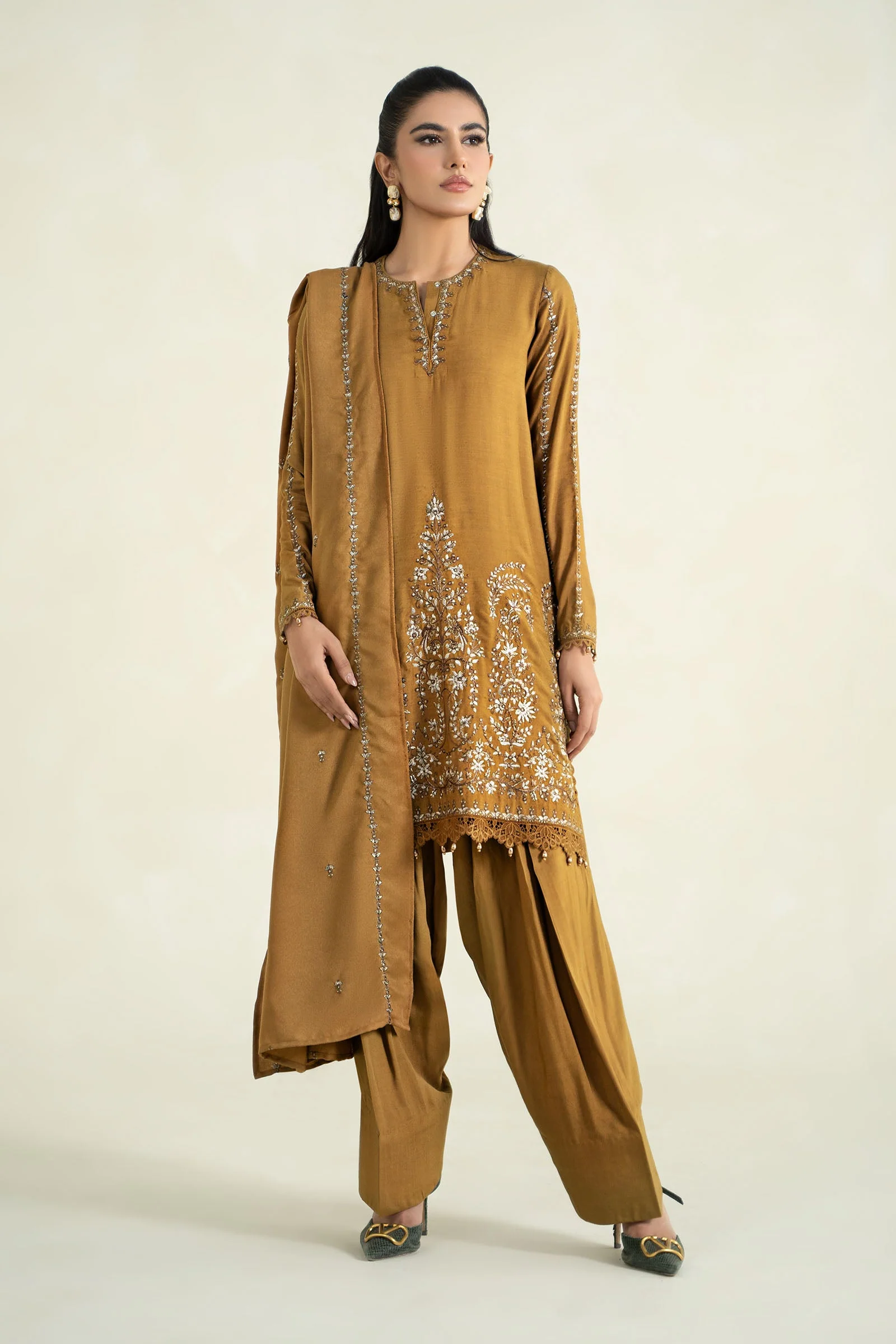 3 Piece Printed Linen Suit | MPS-2403-A