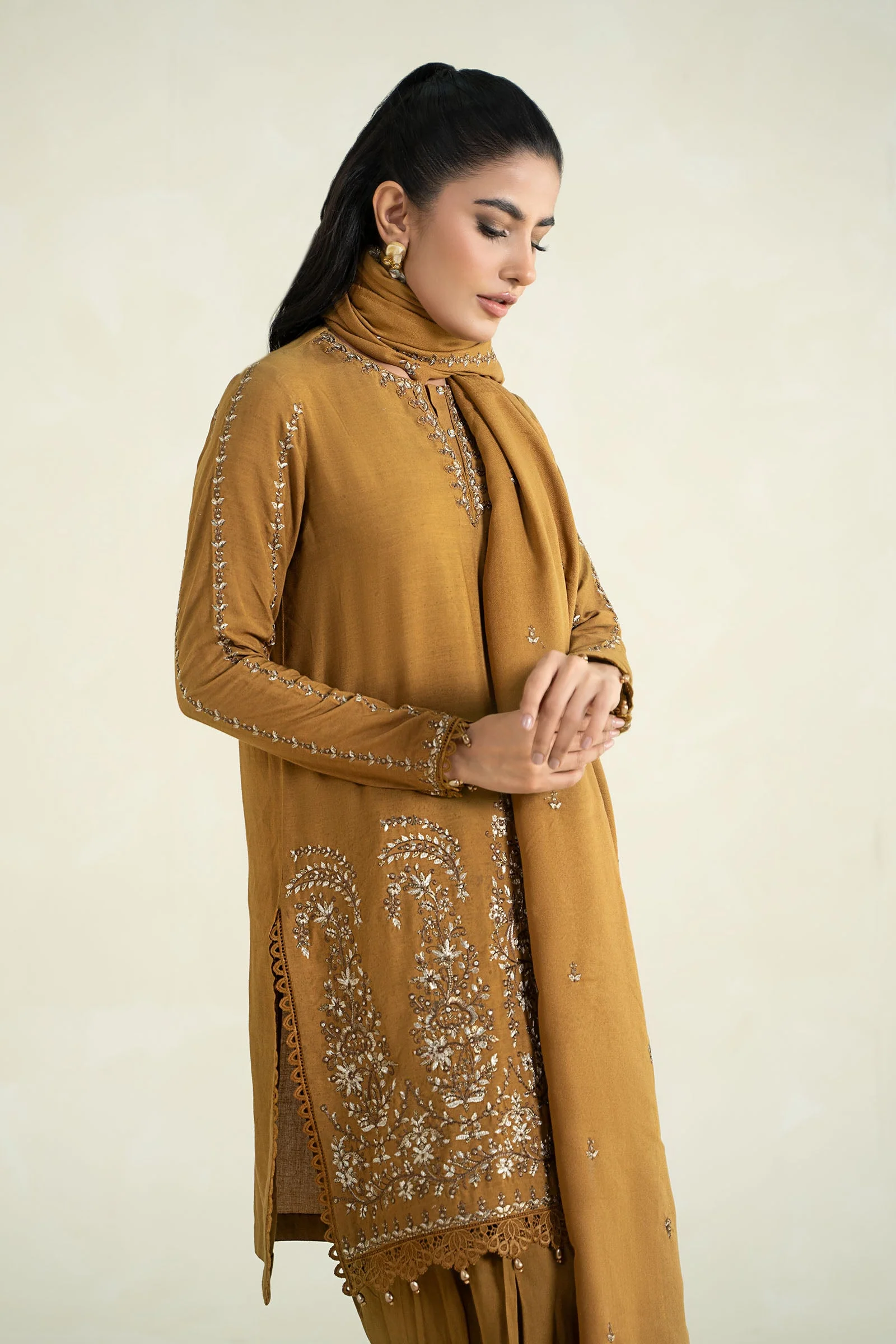 3 Piece Printed Linen Suit | MPS-2403-A - Image 2