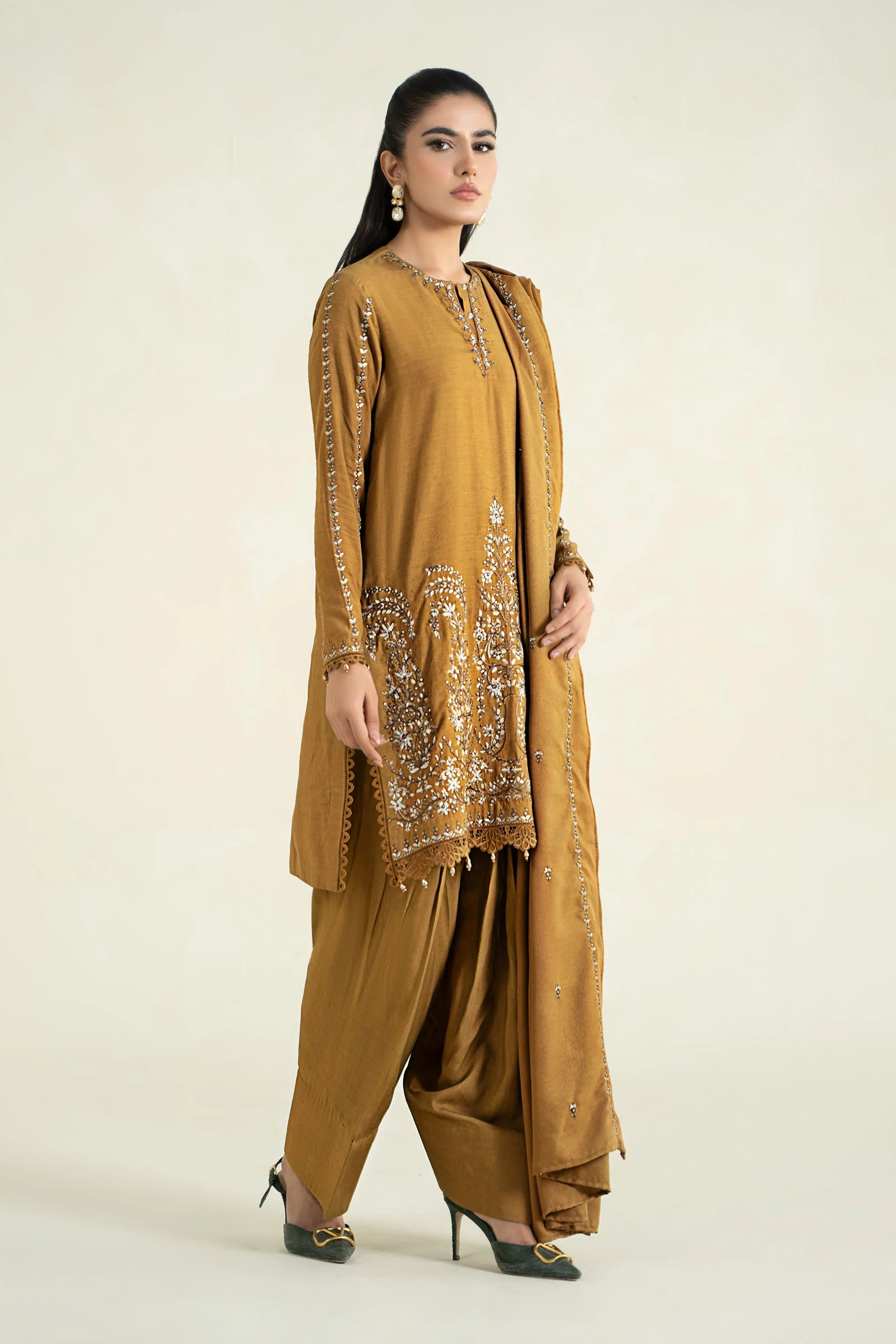 3 Piece Printed Linen Suit | MPS-2403-A - Image 3