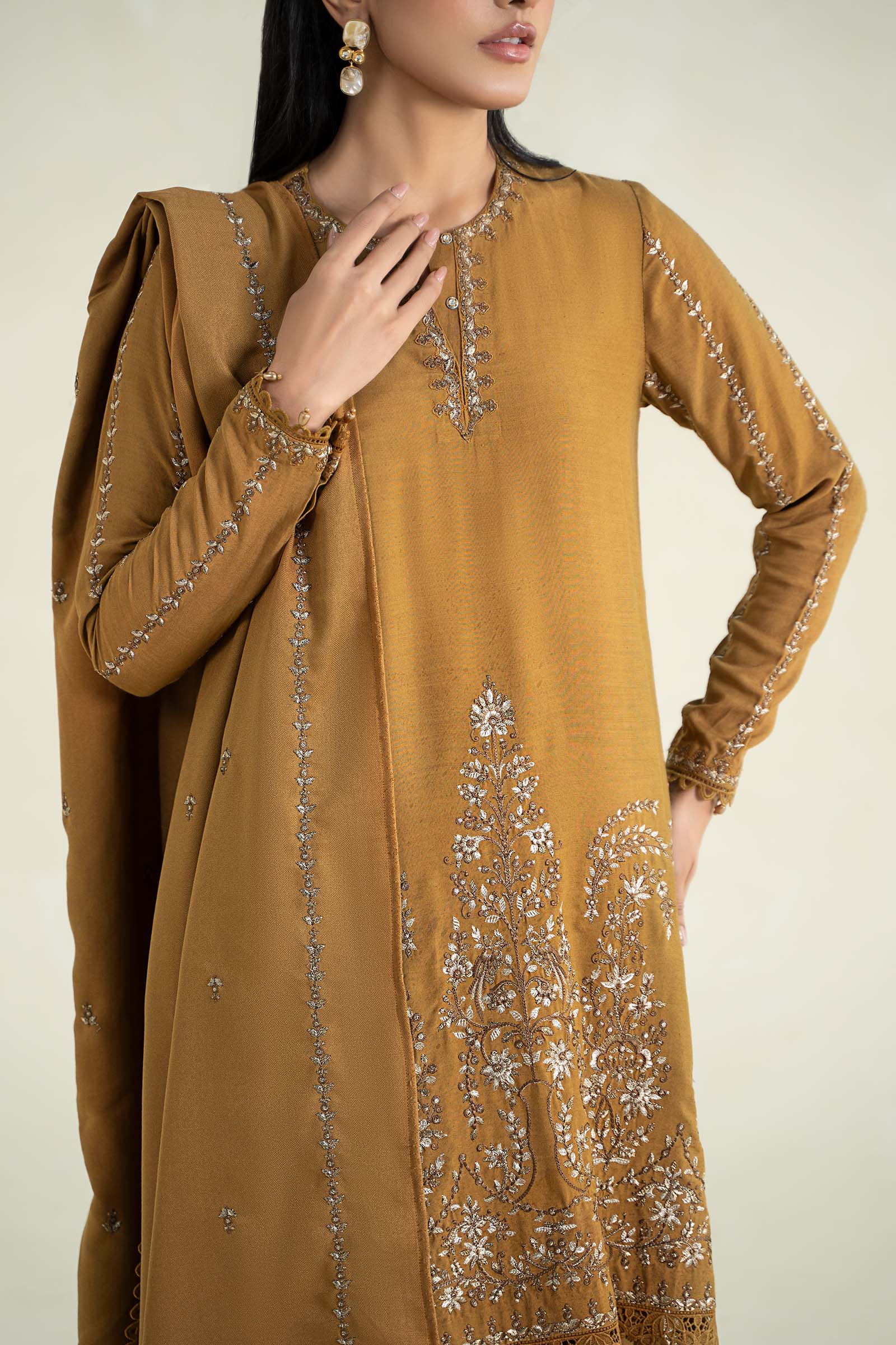 3 Piece Printed Linen Suit | MPS-2403-A - Image 4