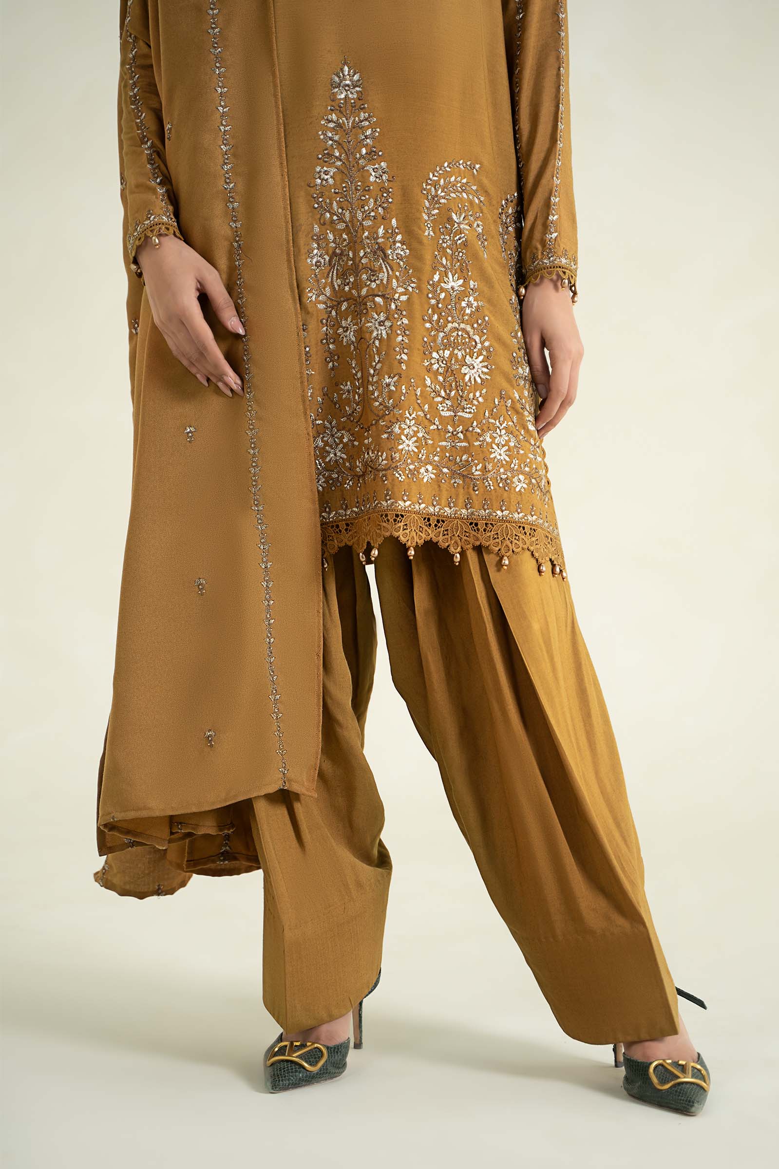 3 Piece Printed Linen Suit | MPS-2403-A - Image 5