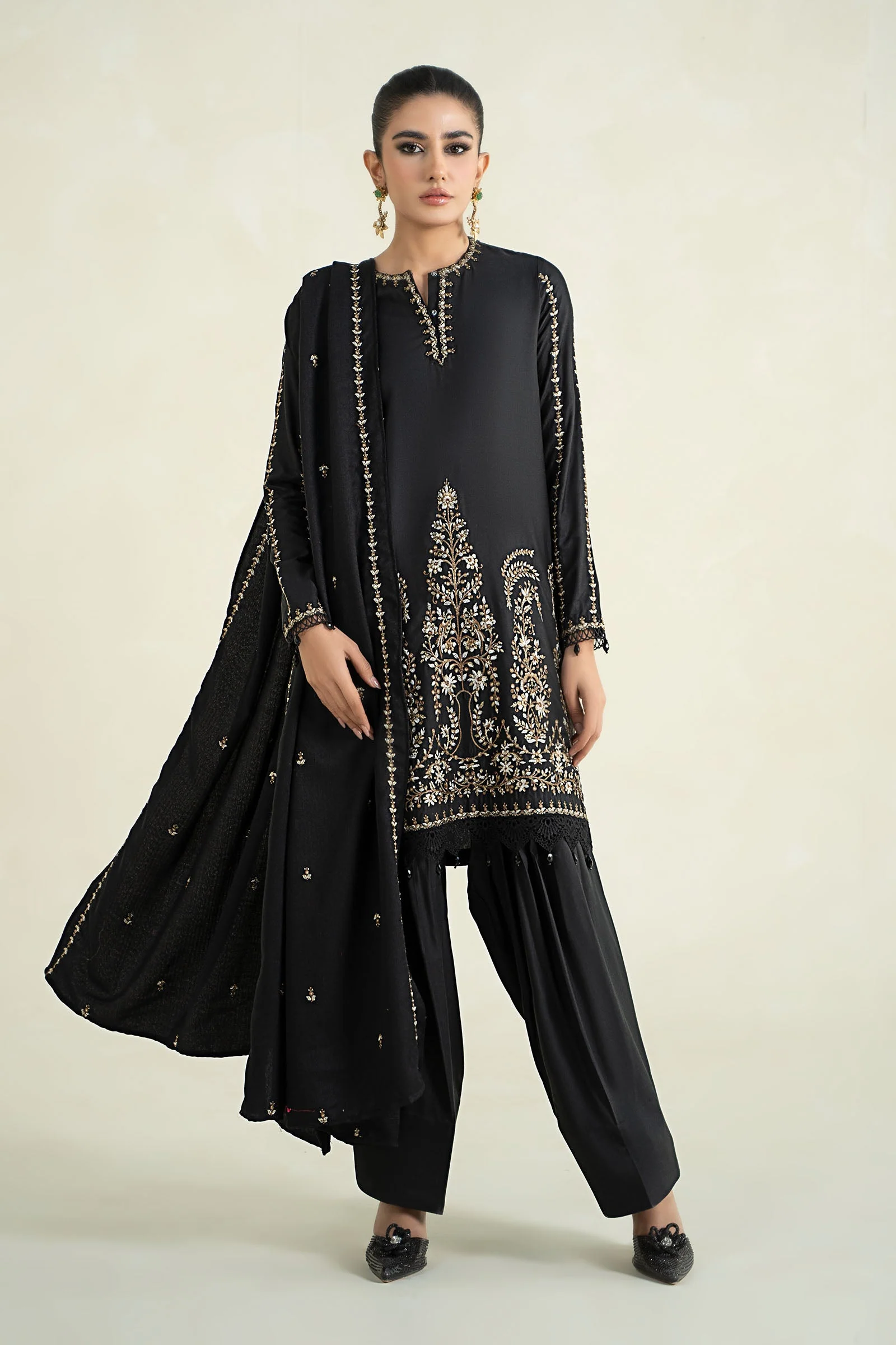 3 Piece Printed Linen Suit | MPS-2403-B
