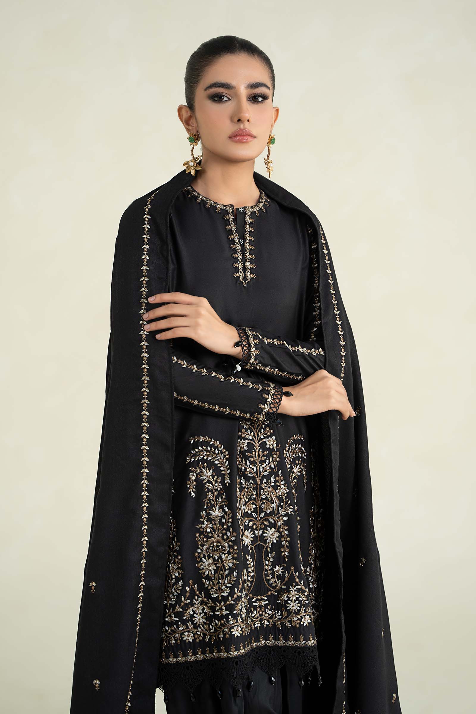 3 Piece Printed Linen Suit | MPS-2403-B - Image 2