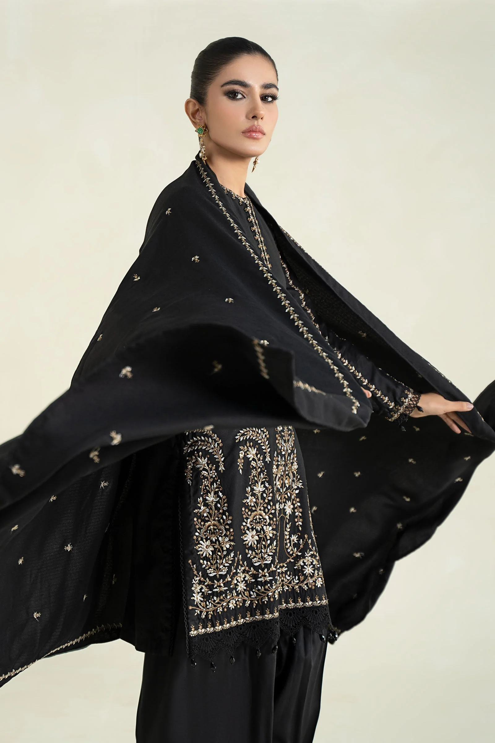 3 Piece Printed Linen Suit | MPS-2403-B - Image 3