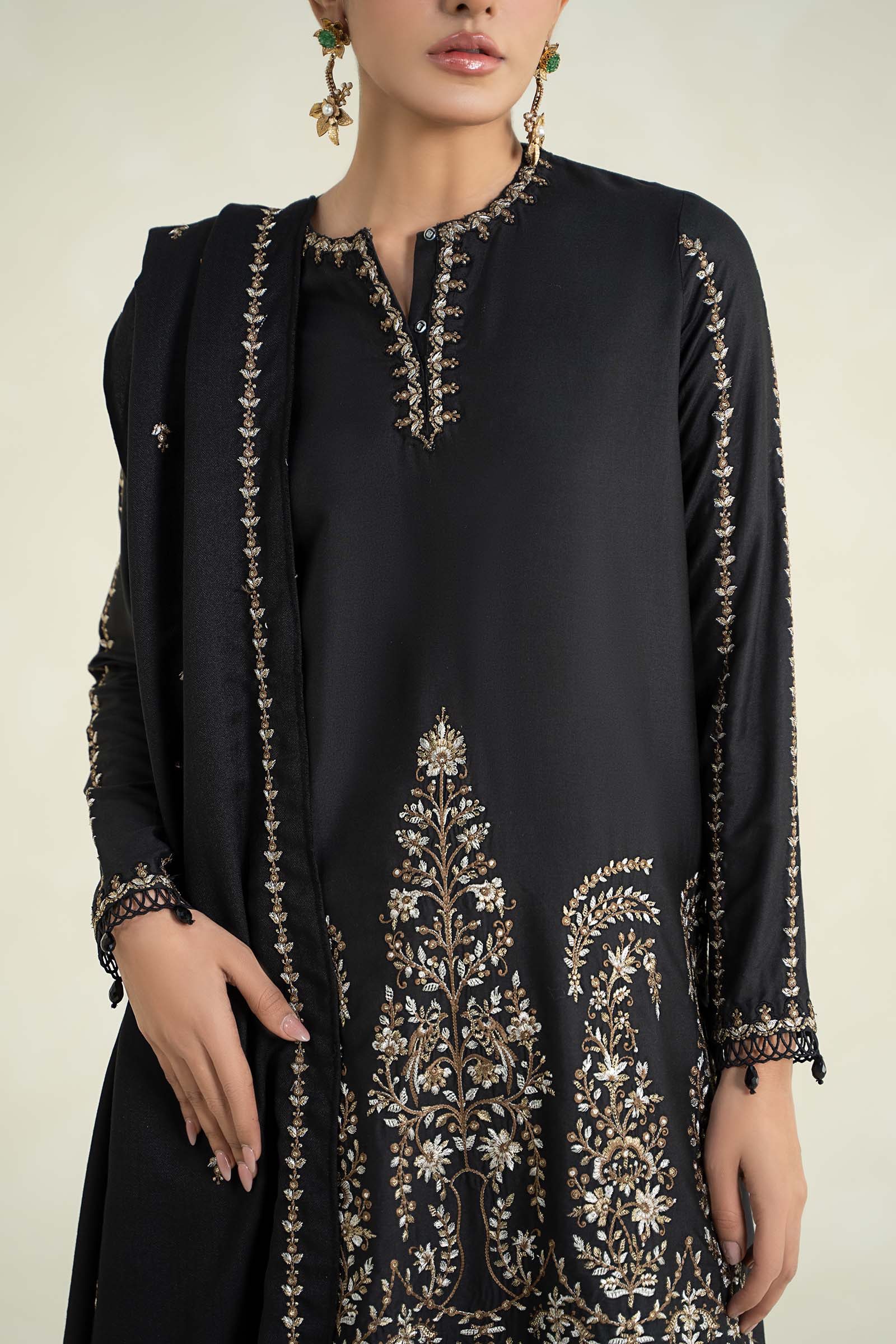 3 Piece Printed Linen Suit | MPS-2403-B - Image 4