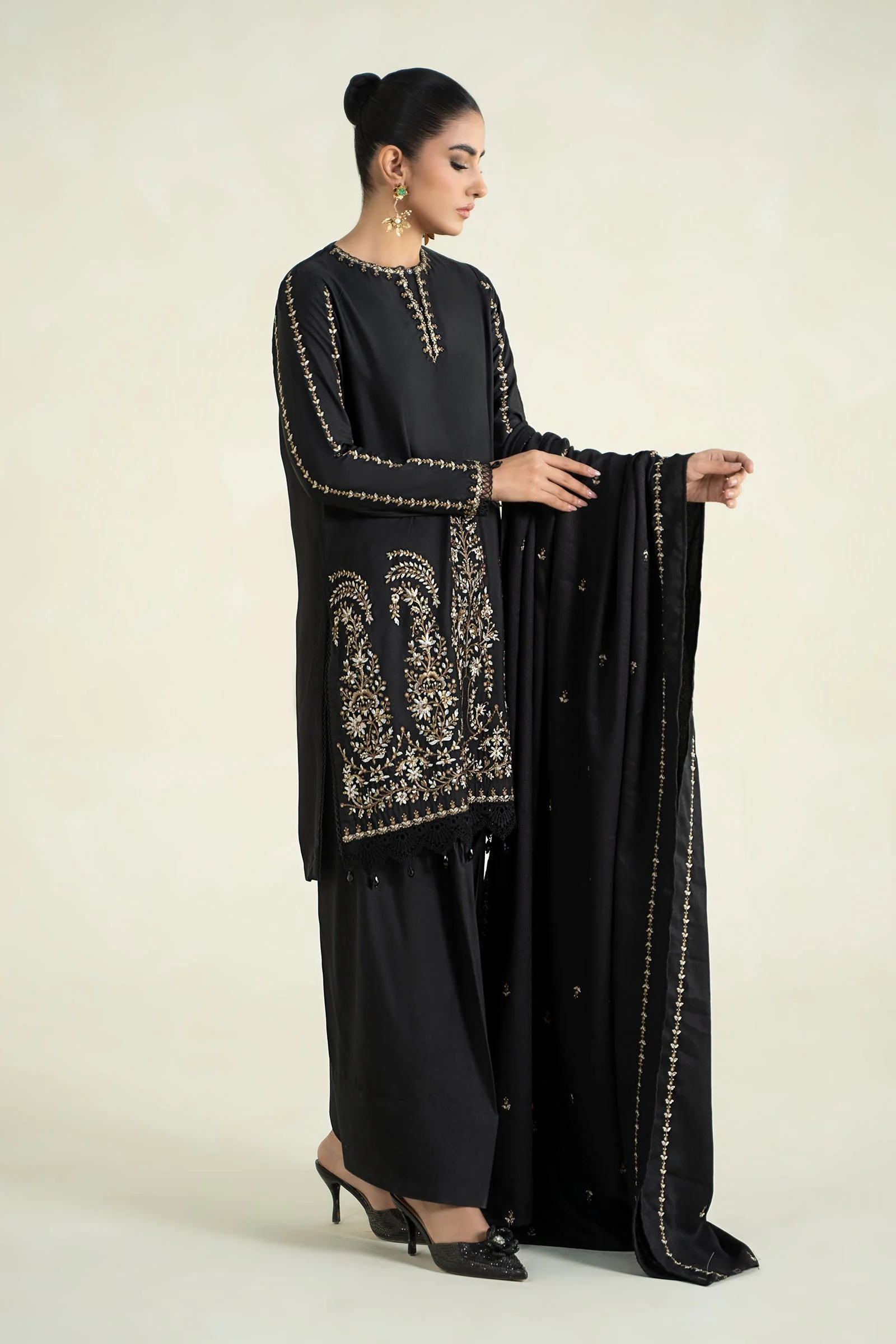 3 Piece Printed Linen Suit | MPS-2403-B - Image 6