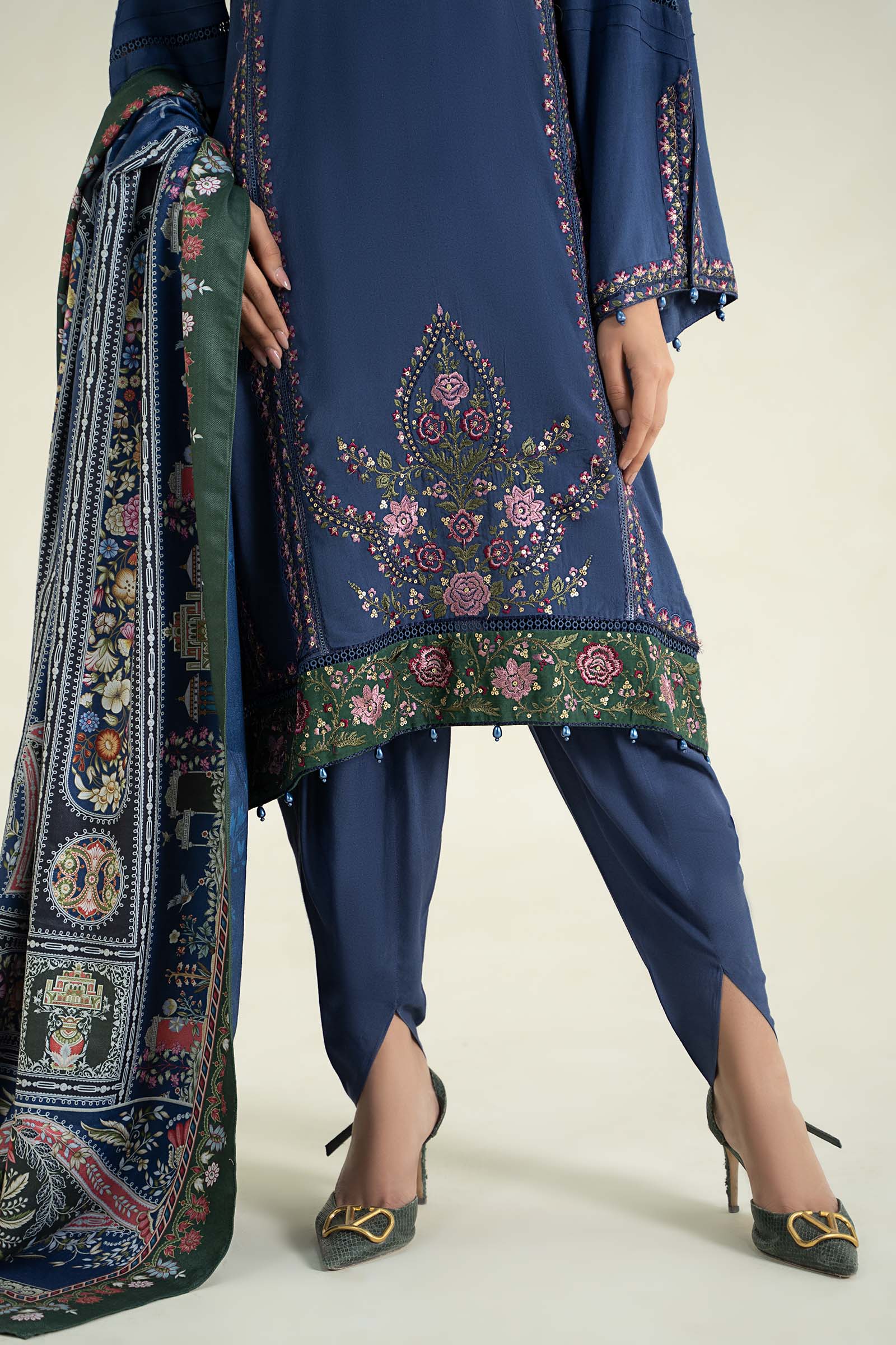 3 Piece Printed Linen Suit | MPS-2405-A - Image 6