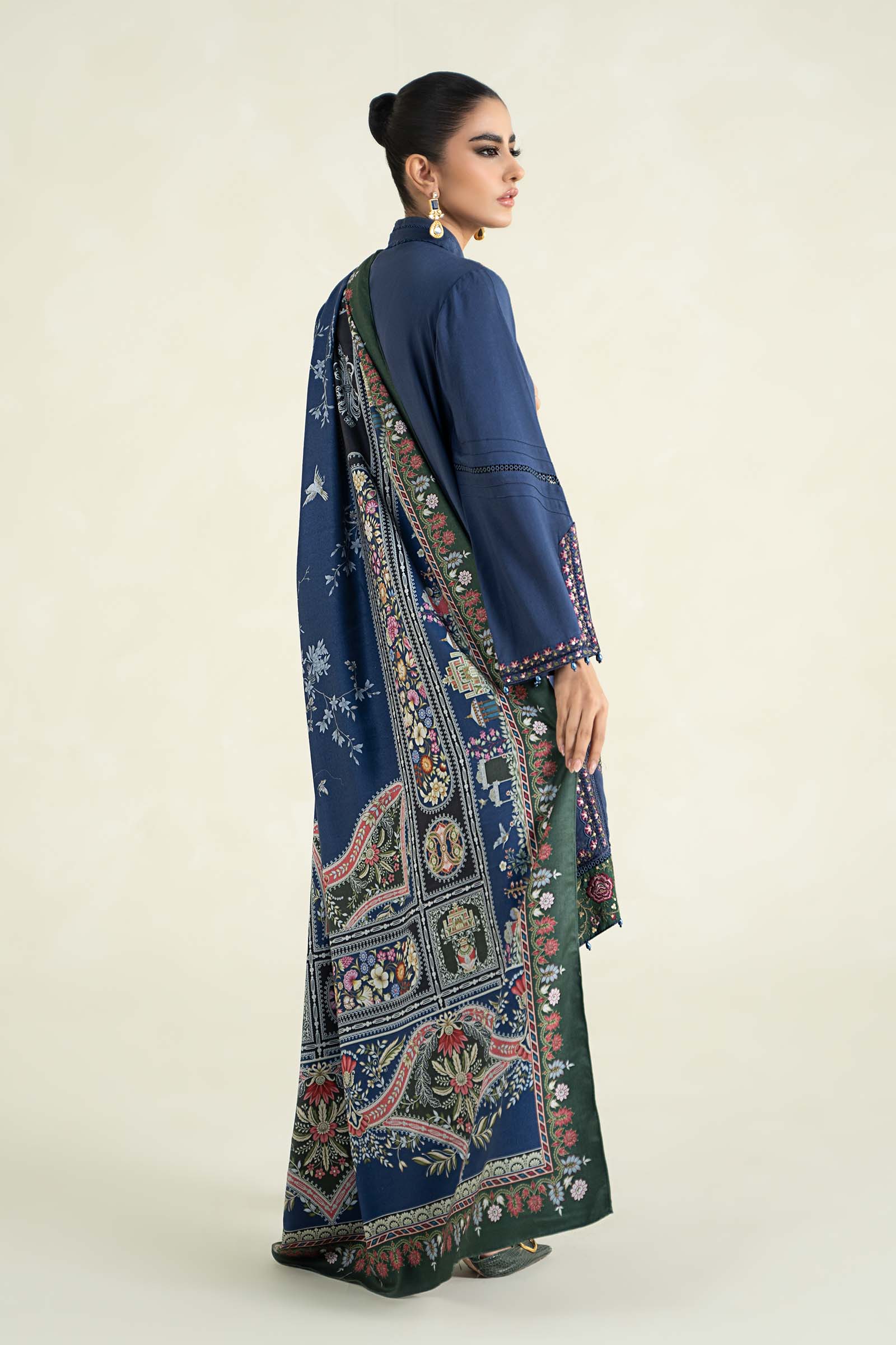 3 Piece Printed Linen Suit | MPS-2405-A - Image 8