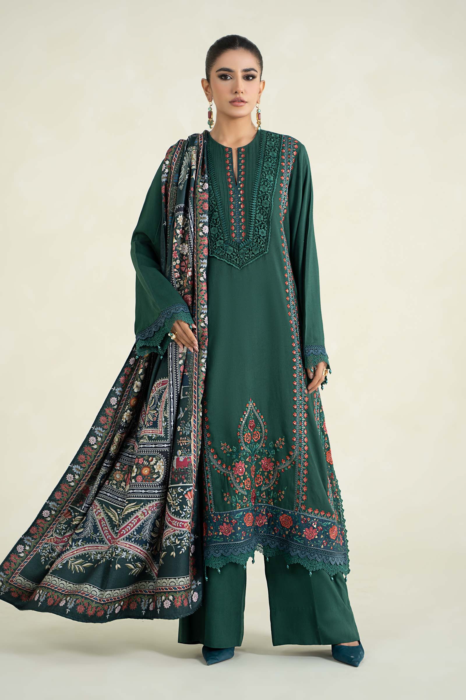 3 Piece Printed Linen Suit | MPS-2405-B