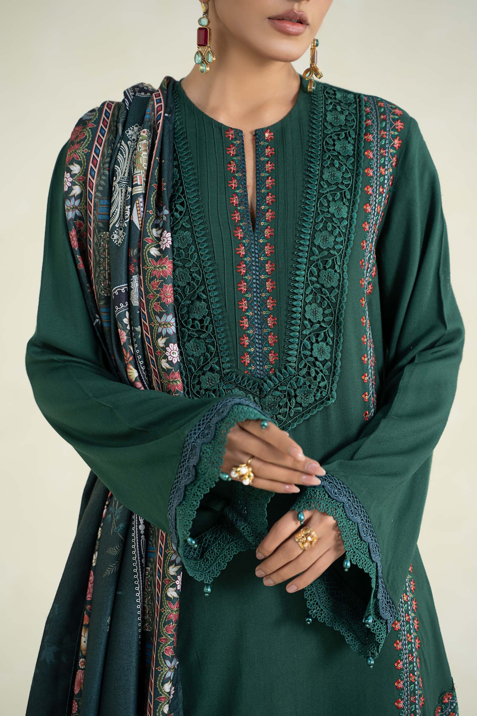 3 Piece Printed Linen Suit | MPS-2405-B - Image 3