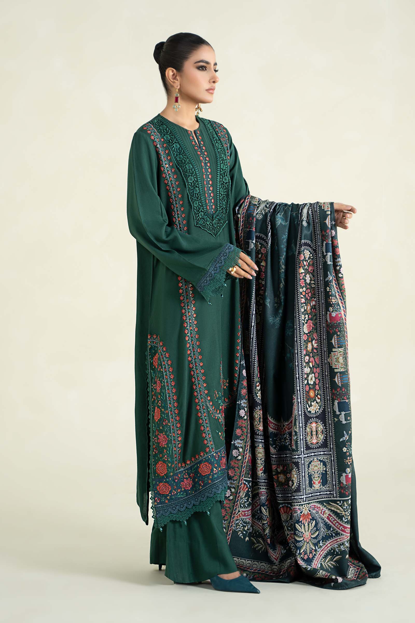 3 Piece Printed Linen Suit | MPS-2405-B - Image 5