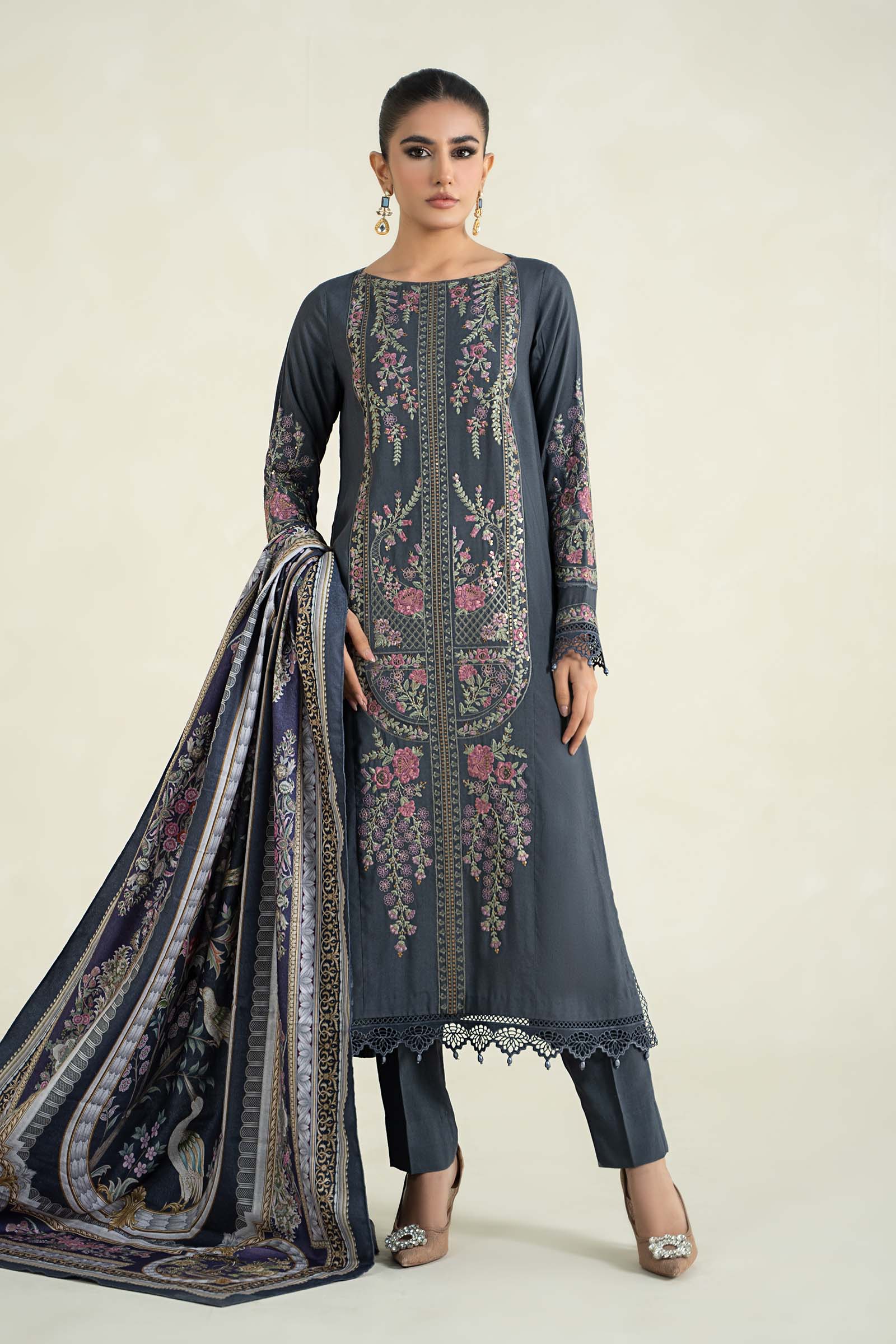 3 Piece Printed Linen Suit | MPS-2406-A
