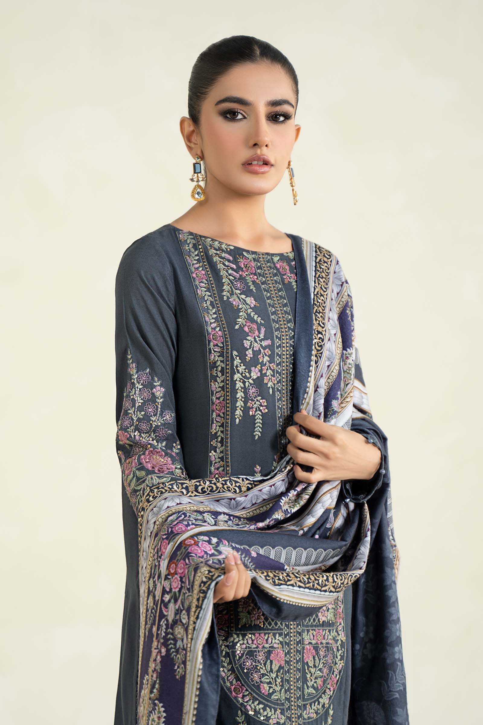 3 Piece Printed Linen Suit | MPS-2406-A - Image 2
