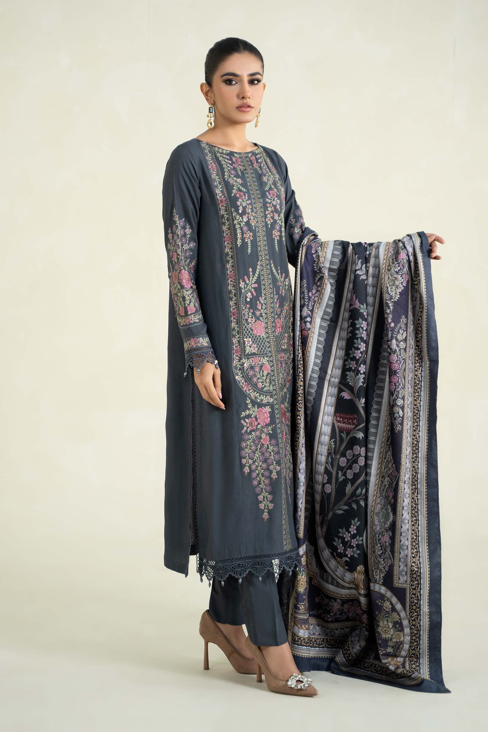 3 Piece Printed Linen Suit | MPS-2406-A - Image 4
