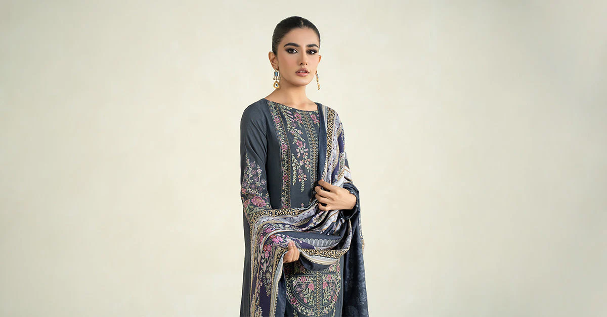 3 Piece Printed Linen Suit | MPS-2406-A - Image 7