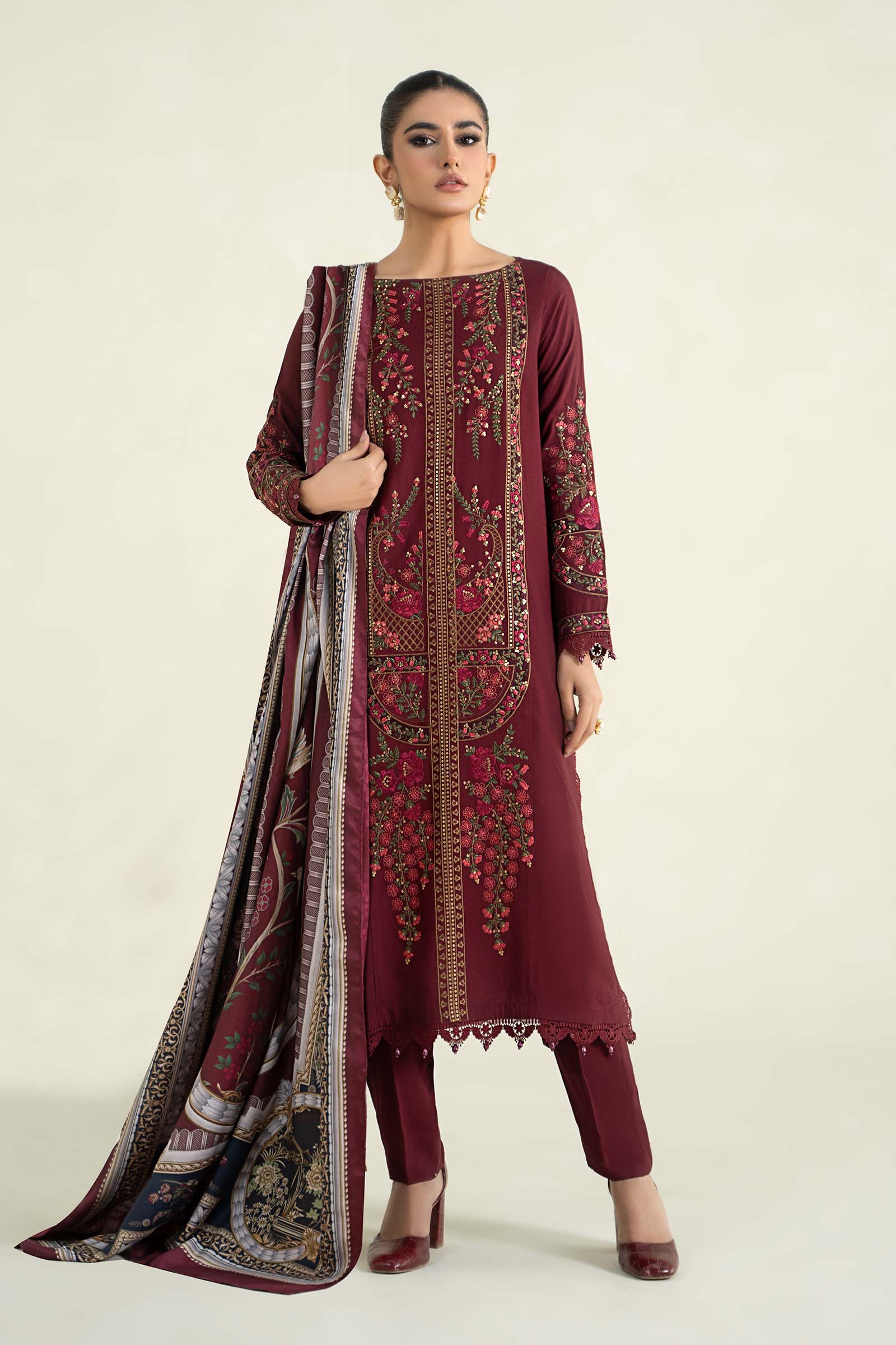 3 Piece Printed Linen Suit | MPS-2406-B