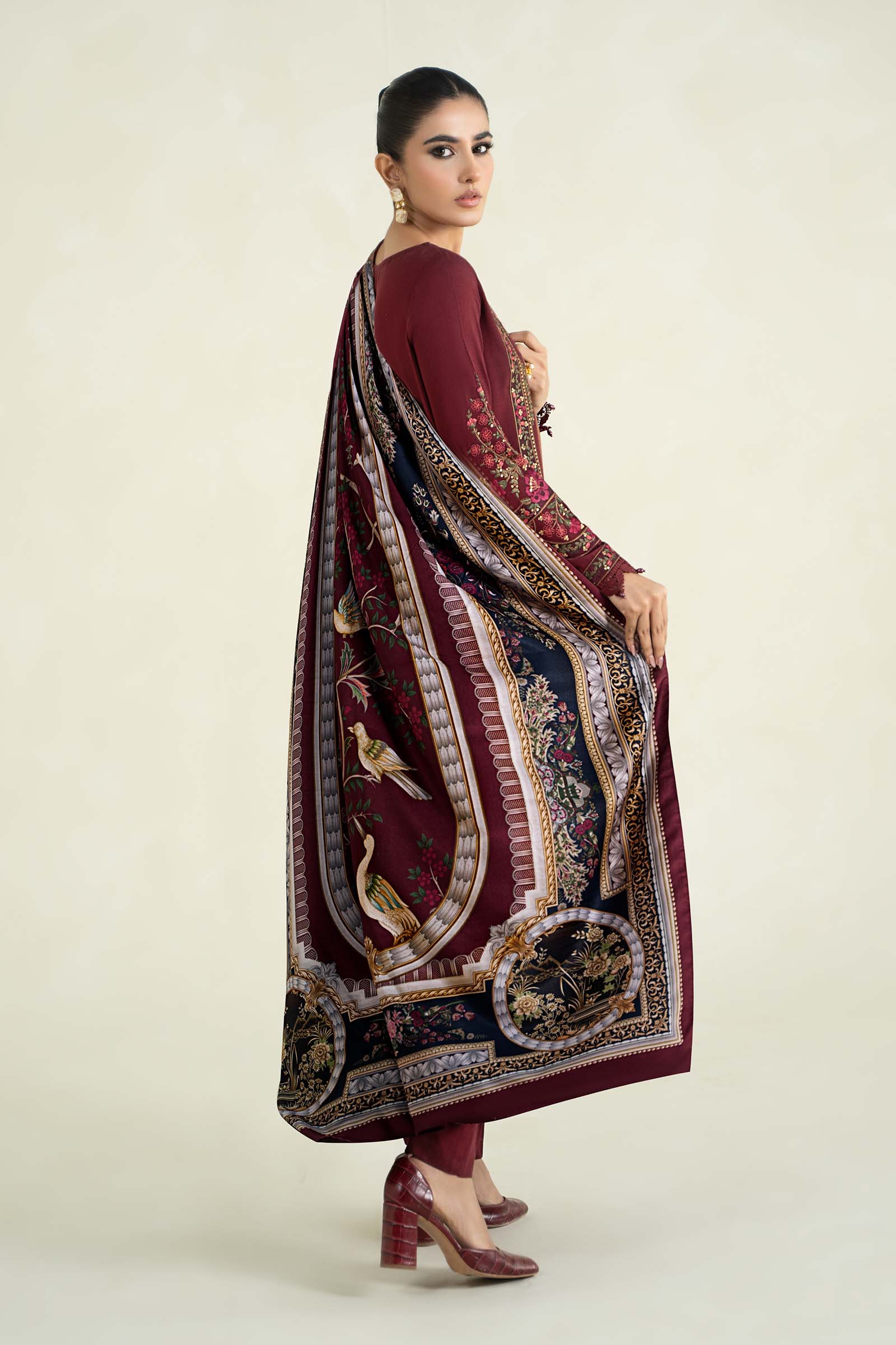 3 Piece Printed Linen Suit | MPS-2406-B - Image 6