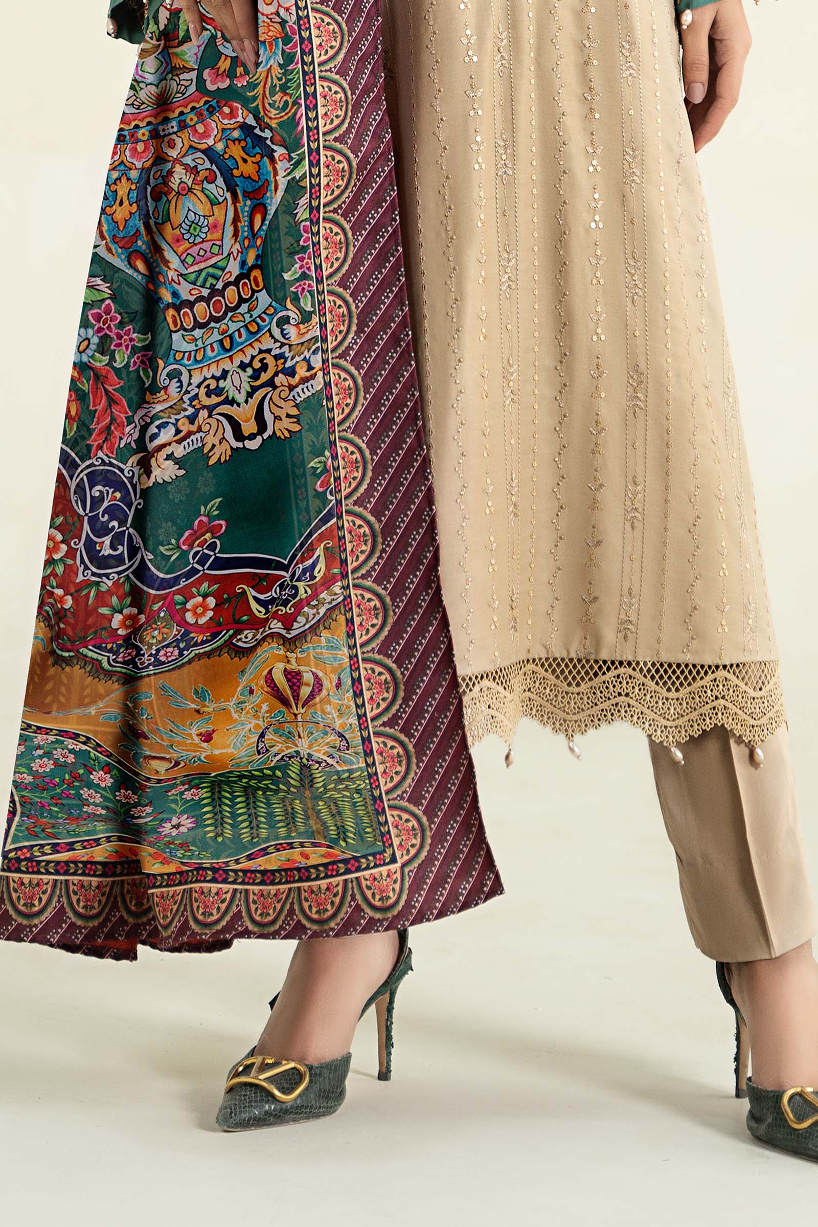 3 Piece Printed Linen Suit | MPS-2407-A - Image 5