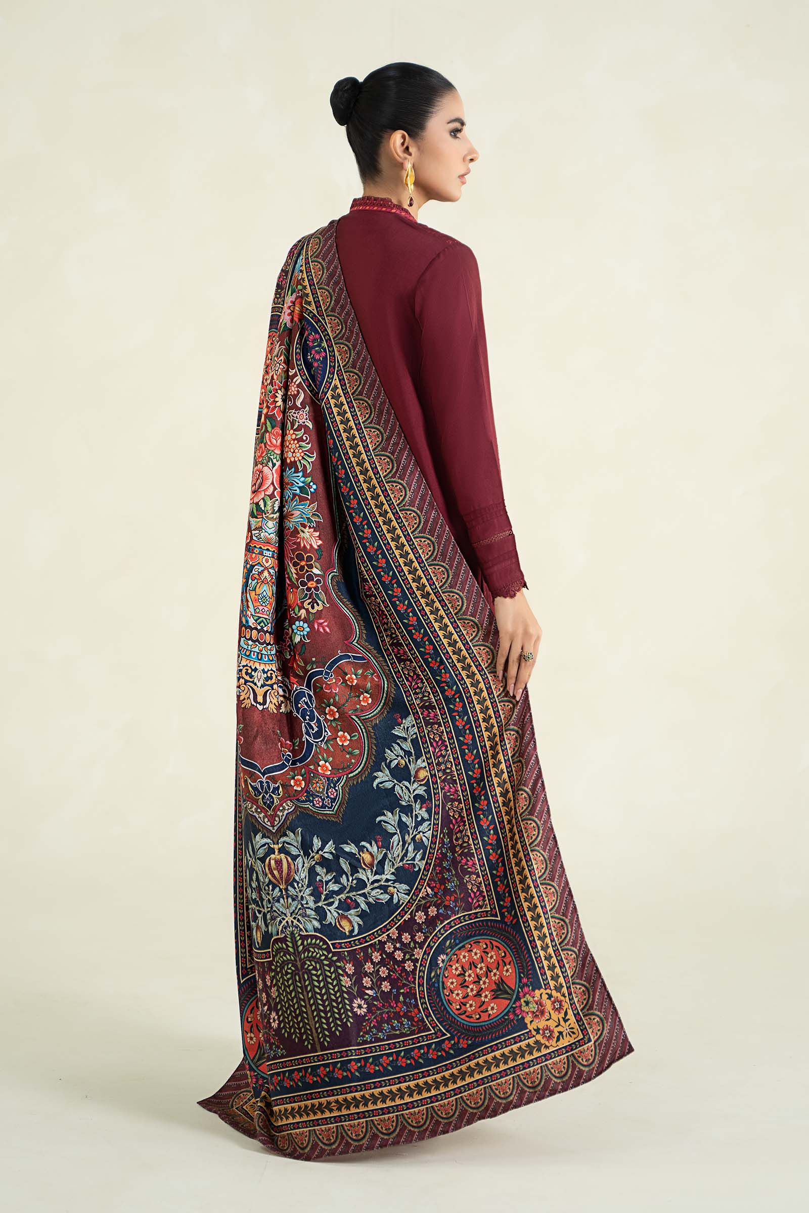 3 Piece Printed Linen Suit | MPS-2407-B - Image 6