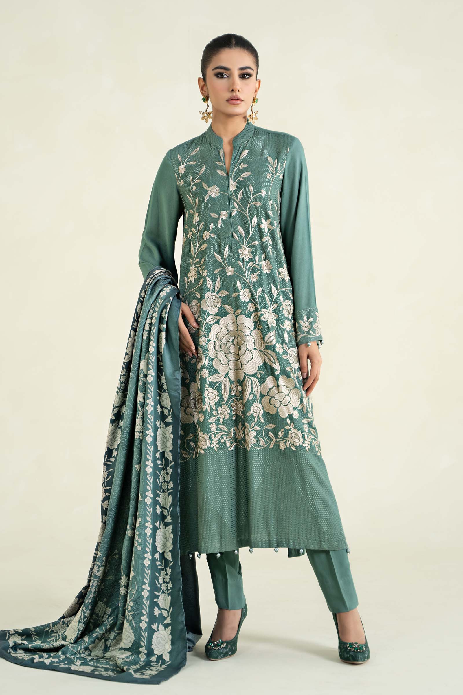 3 Piece Printed Linen Suit | MPS-2408-A