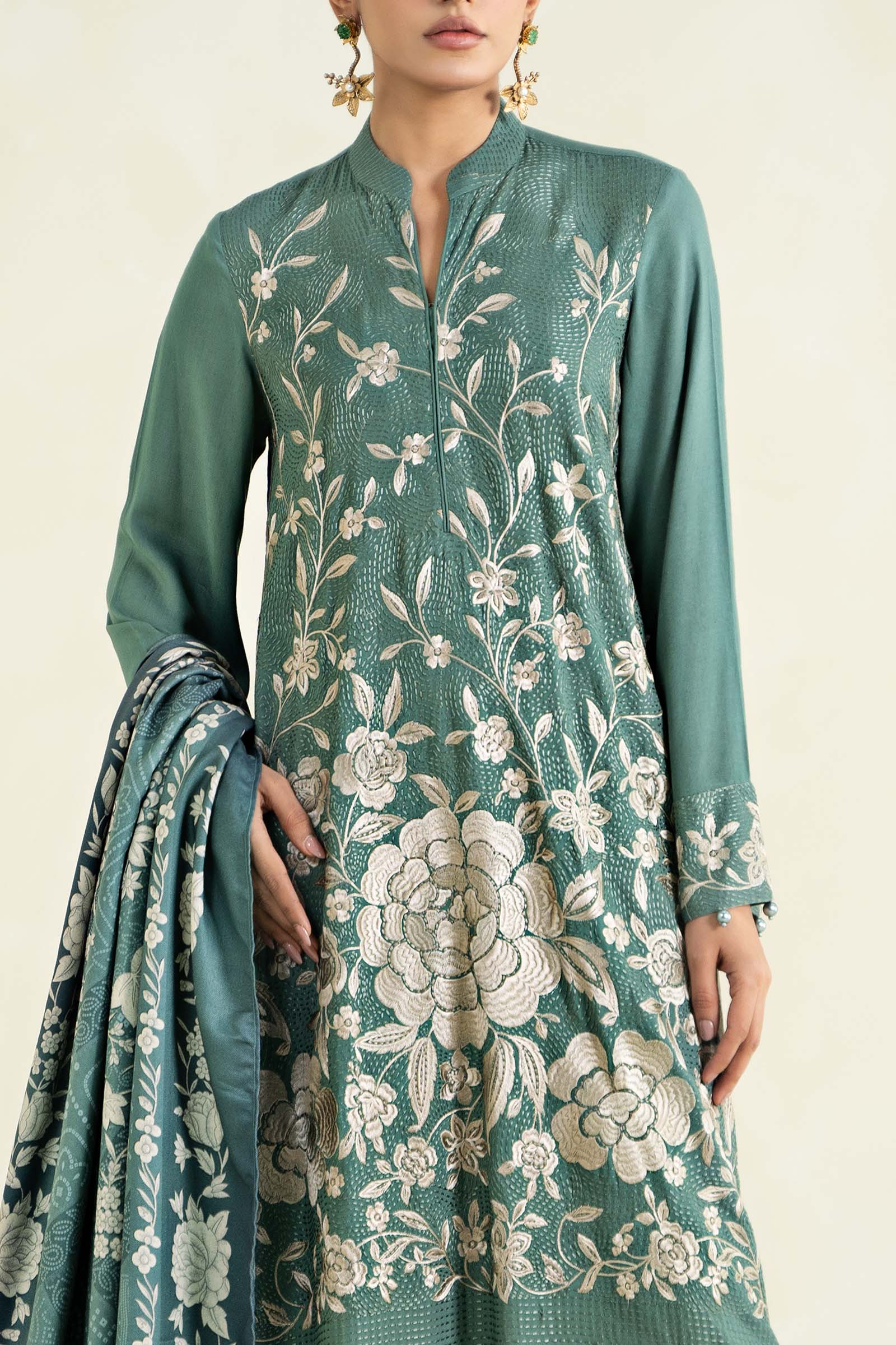 3 Piece Printed Linen Suit | MPS-2408-A - Image 3