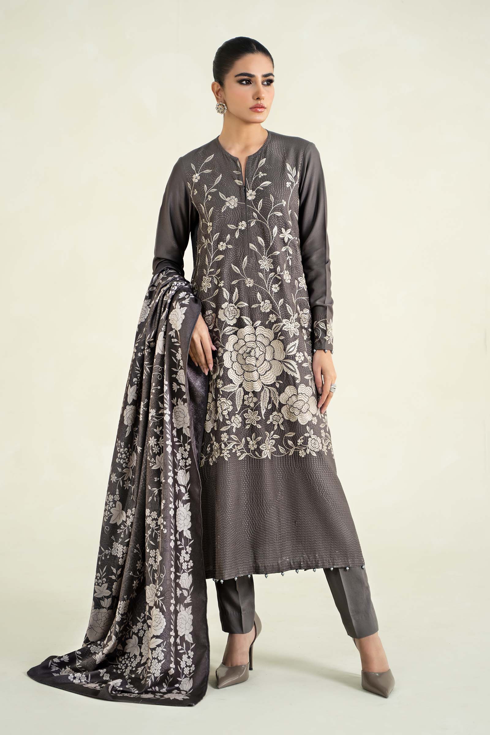 3 Piece Printed Linen Suit | MPS-2408-B