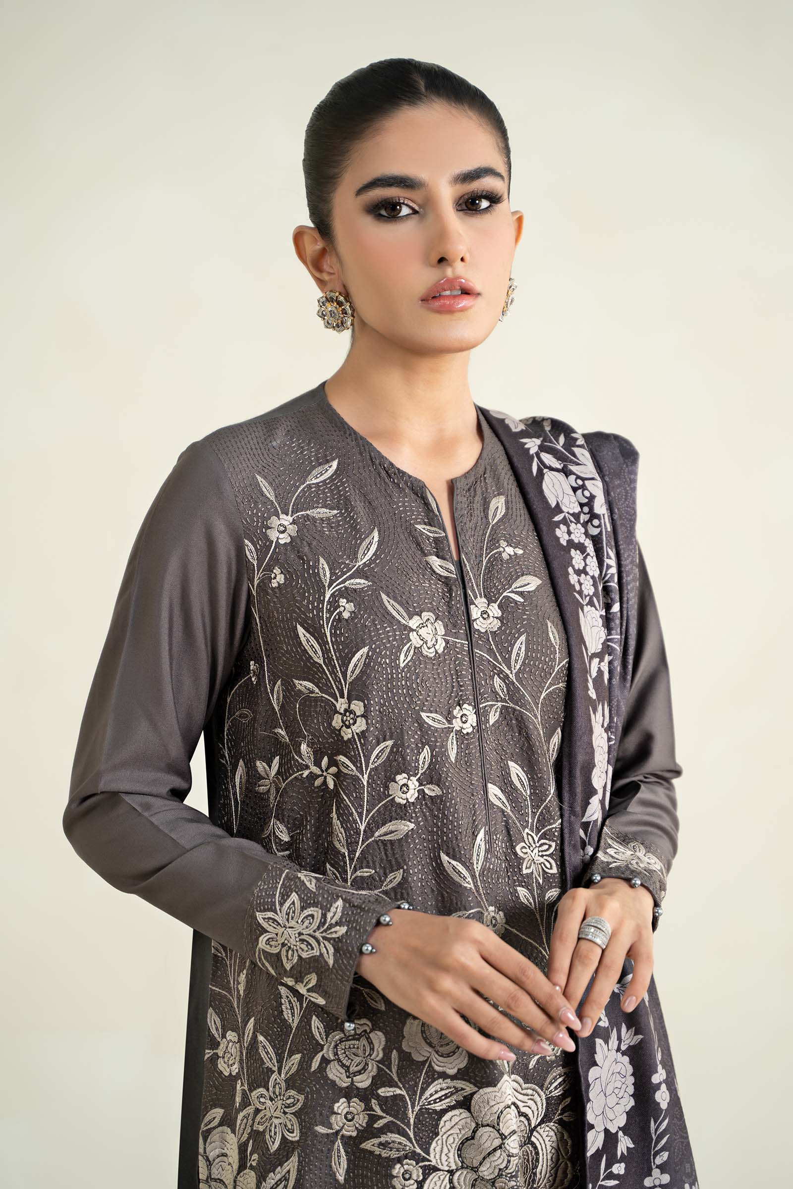 3 Piece Printed Linen Suit | MPS-2408-B - Image 2