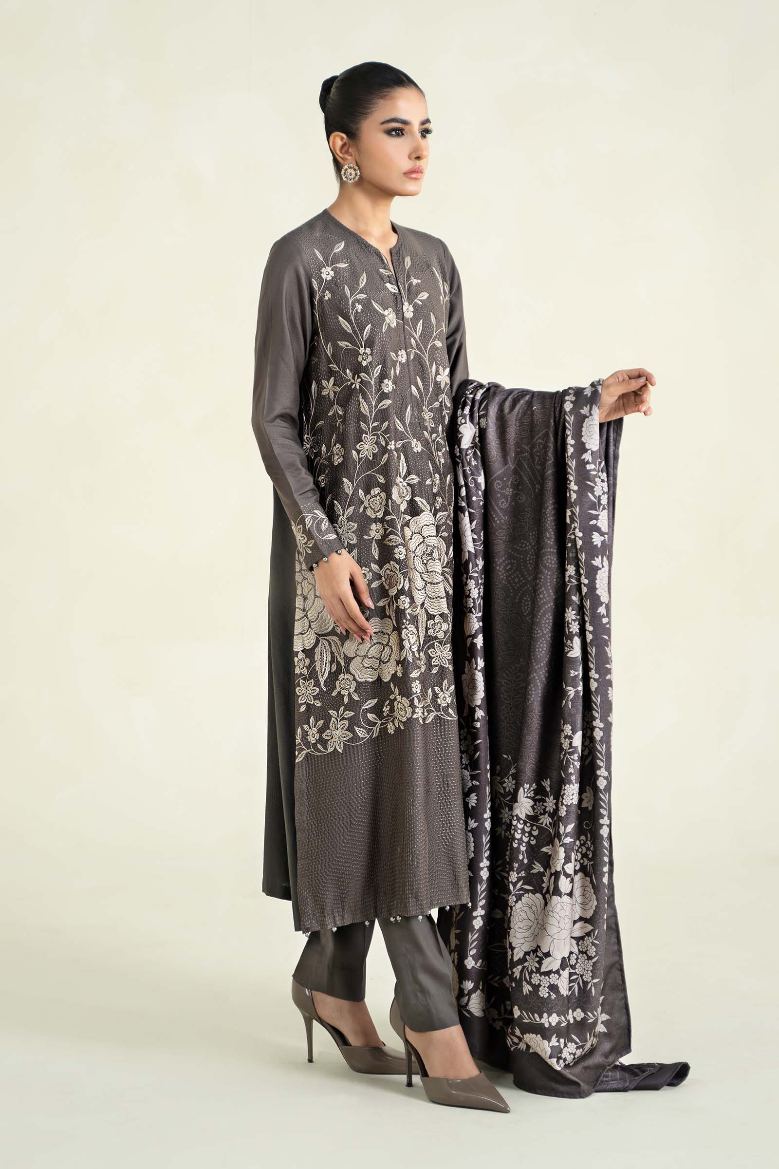 3 Piece Printed Linen Suit | MPS-2408-B - Image 4