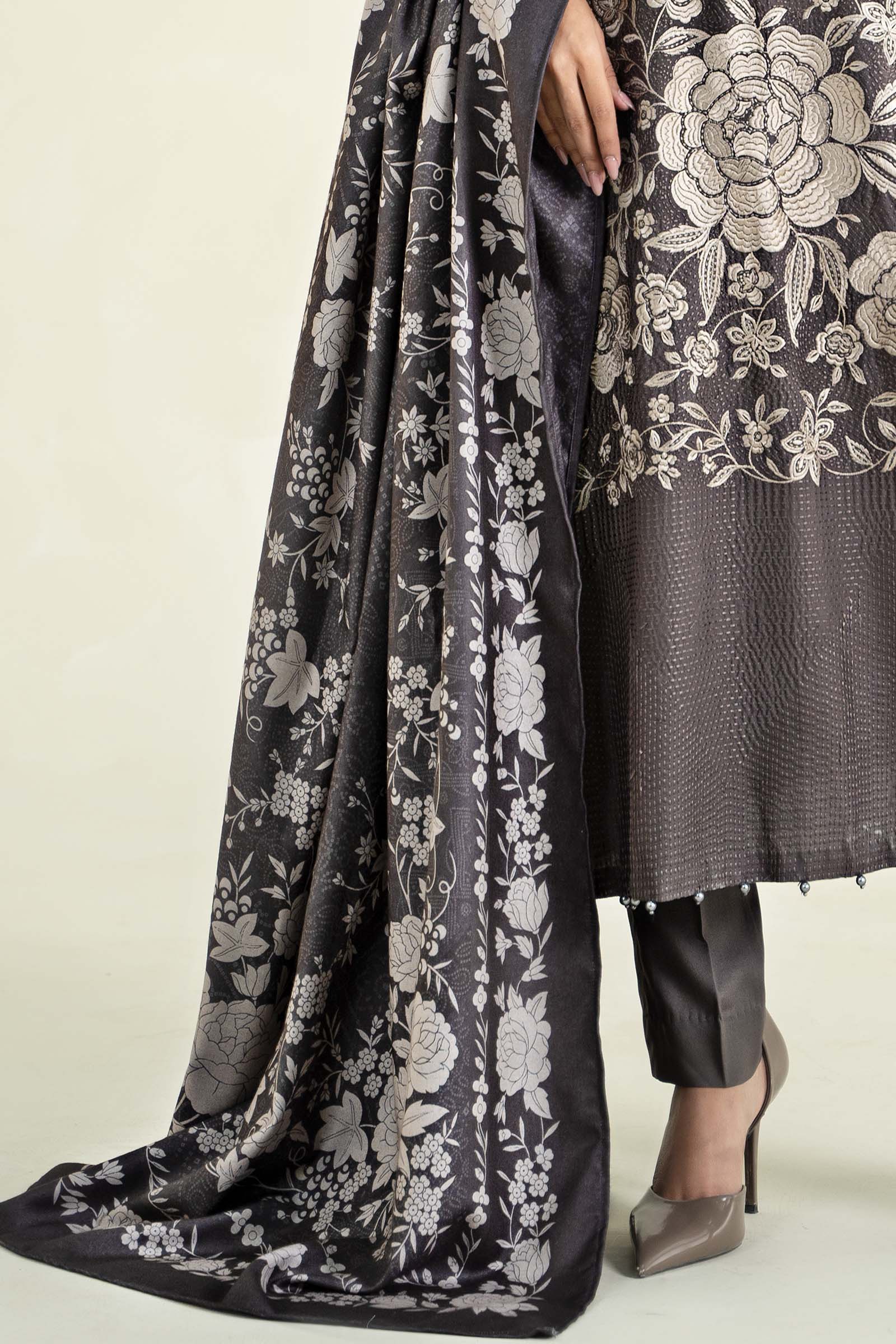 3 Piece Printed Linen Suit | MPS-2408-B - Image 5
