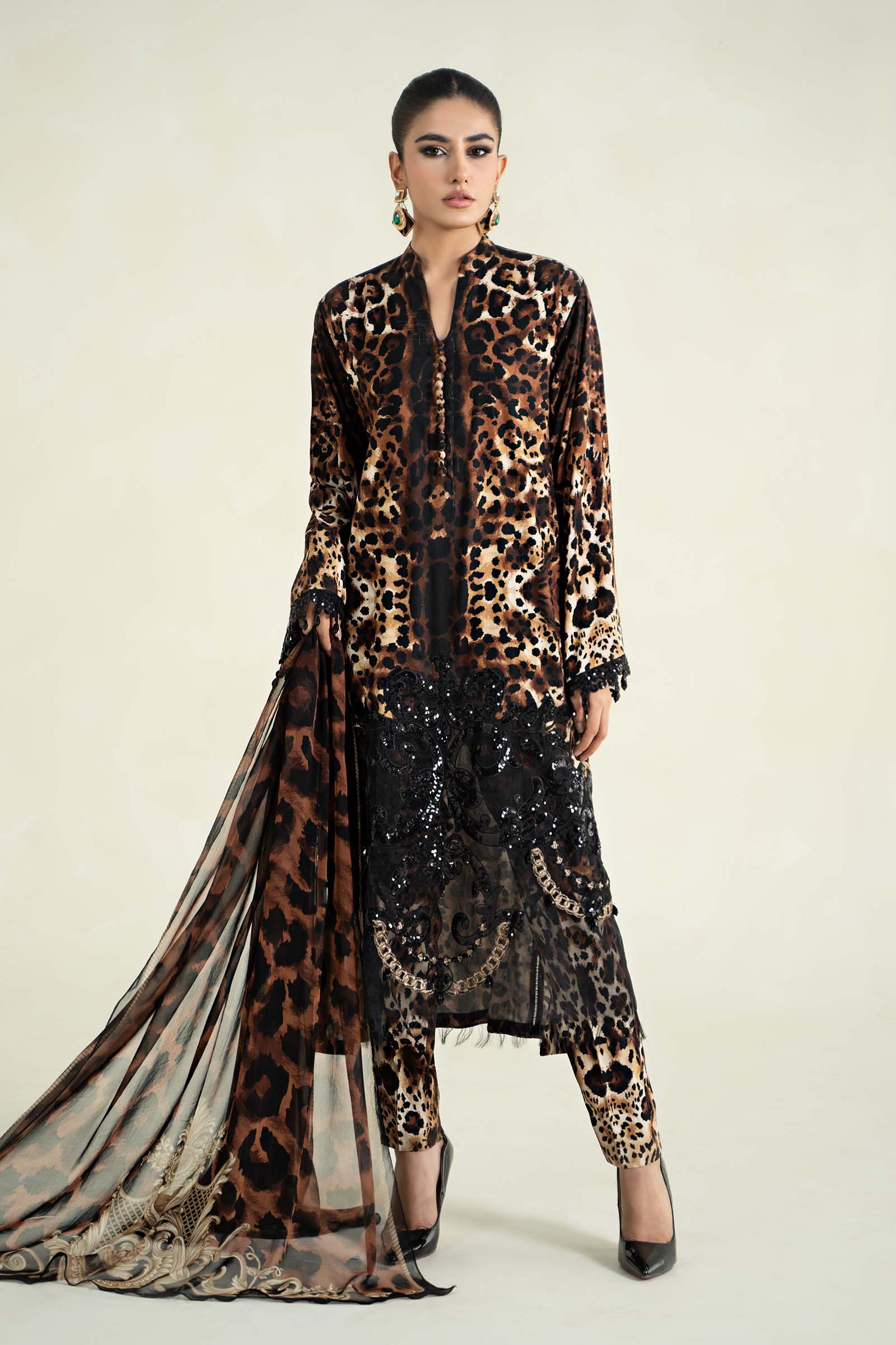3 Piece Printed Linen Suit | MPS-2409-B