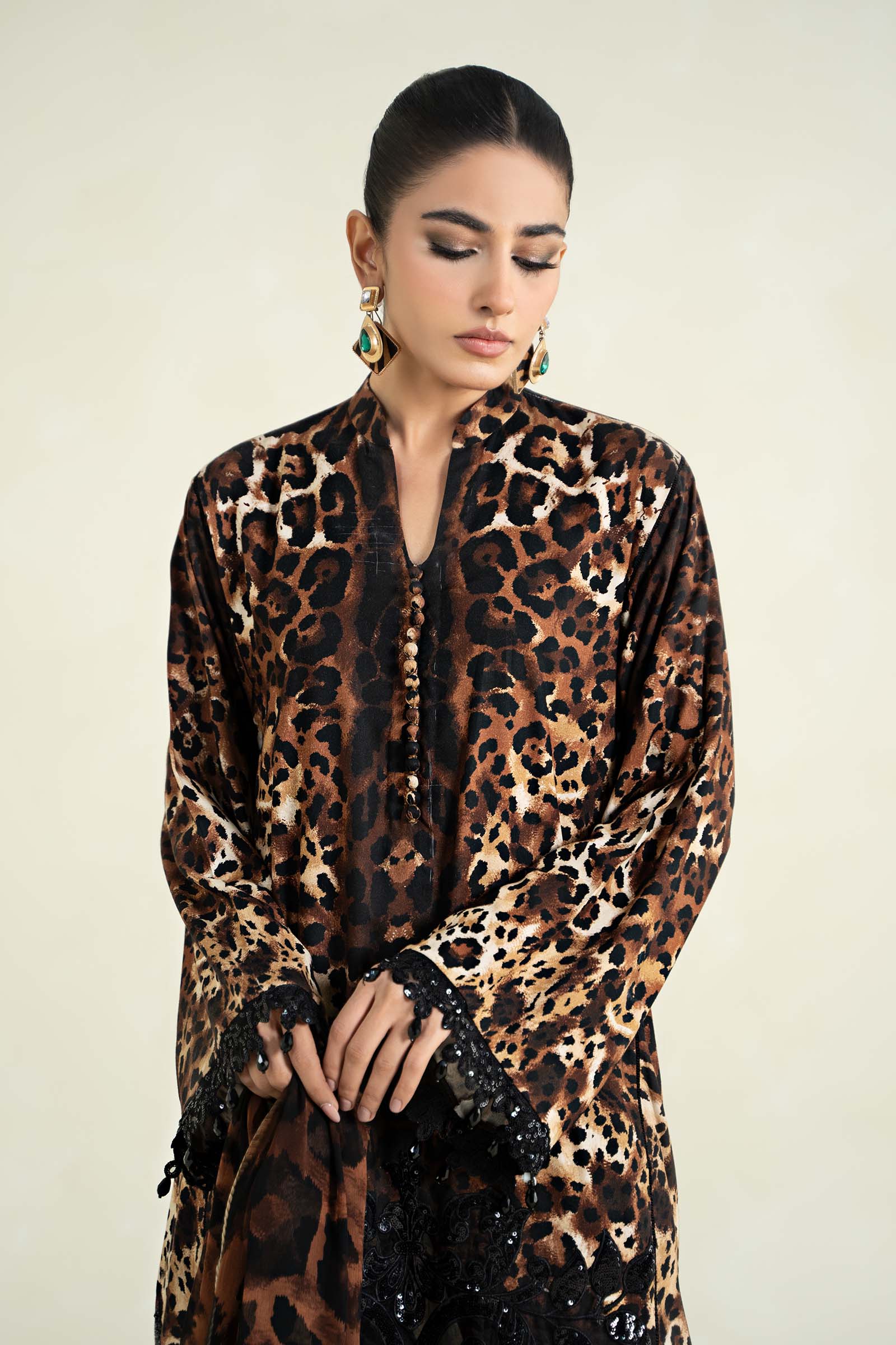 3 Piece Printed Linen Suit | MPS-2409-B - Image 2
