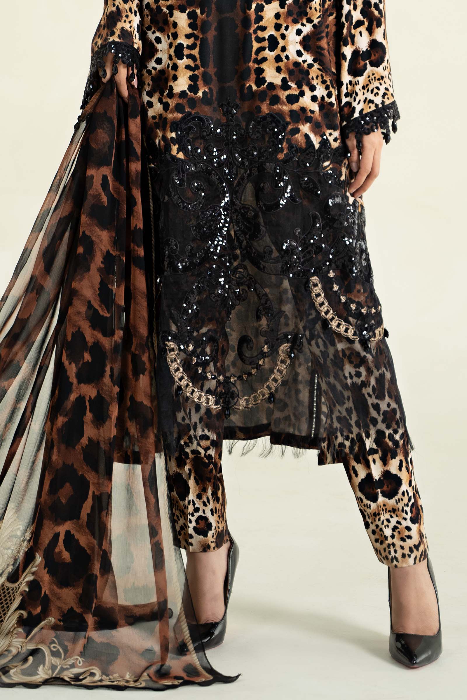 3 Piece Printed Linen Suit | MPS-2409-B - Image 6