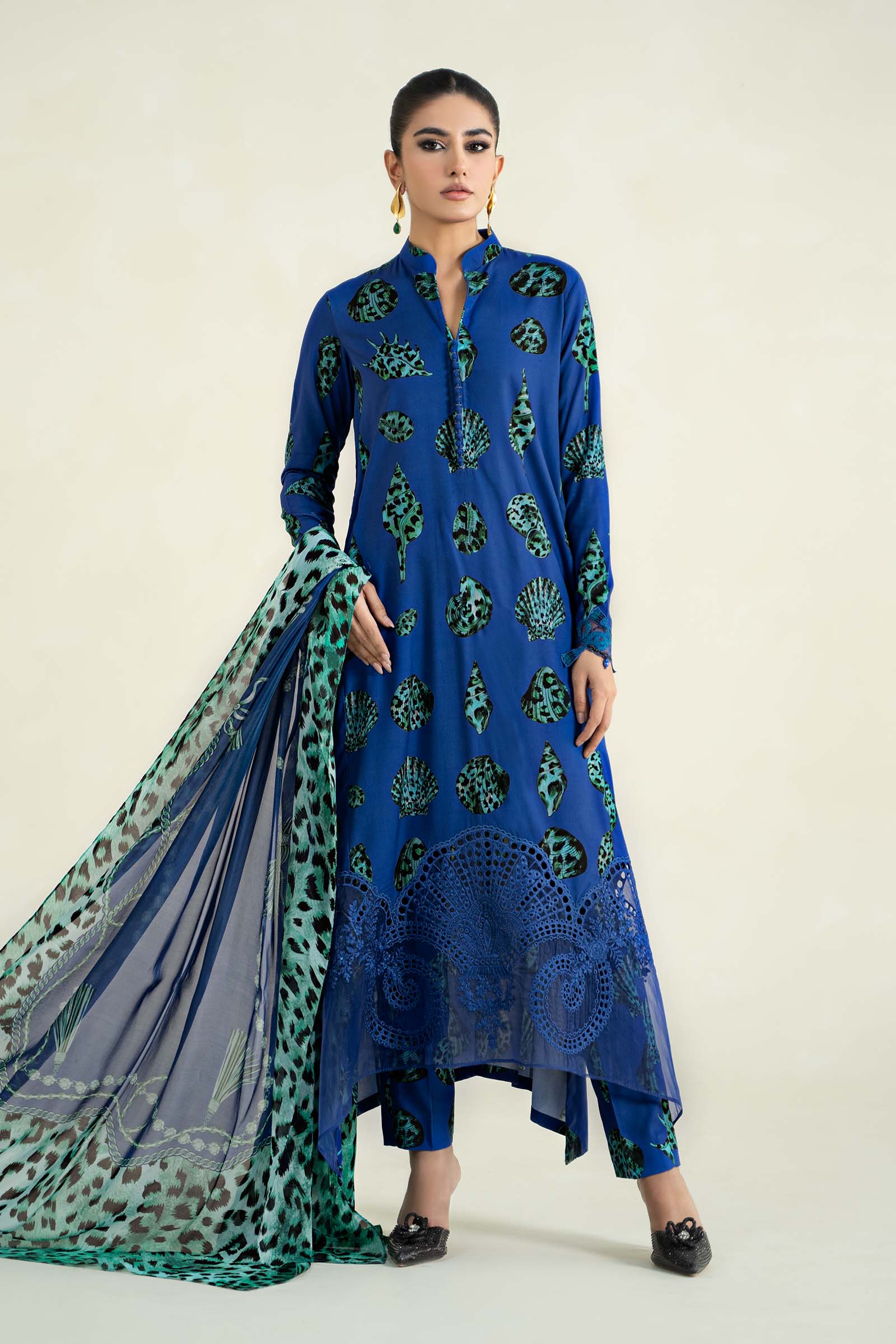 3 Piece Printed Linen Suit | MPS-2410-A