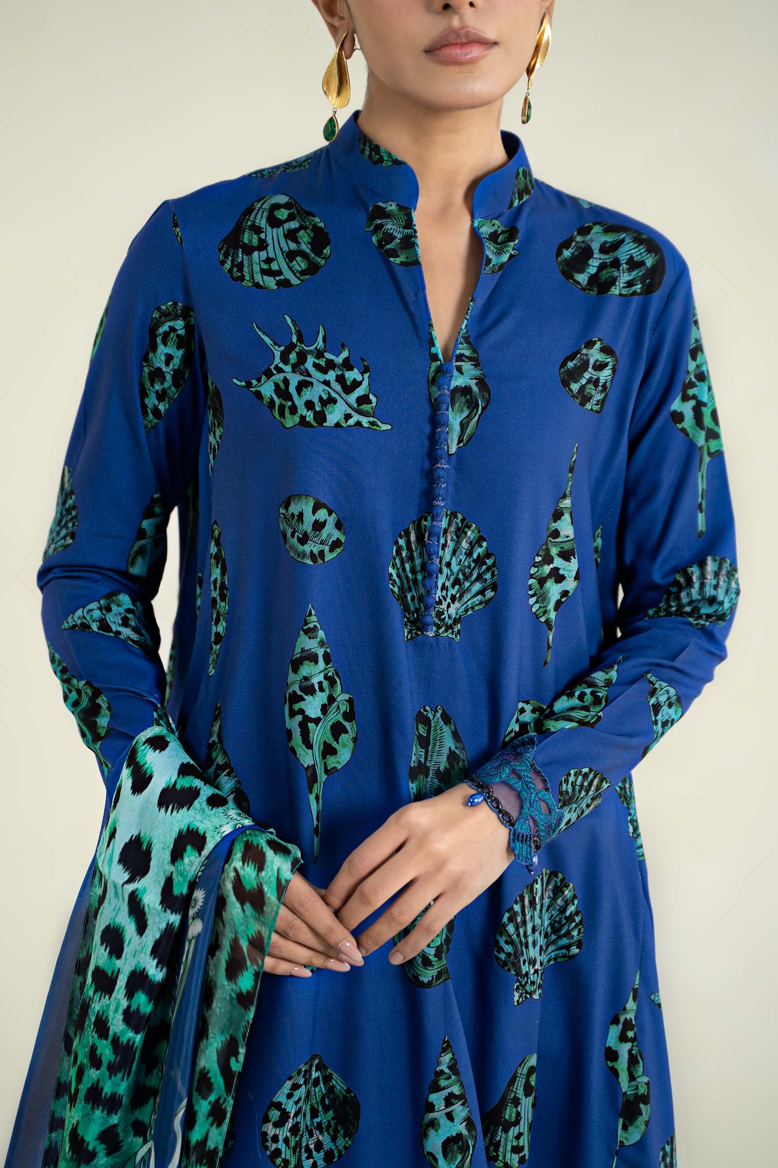 3 Piece Printed Linen Suit | MPS-2410-A - Image 4