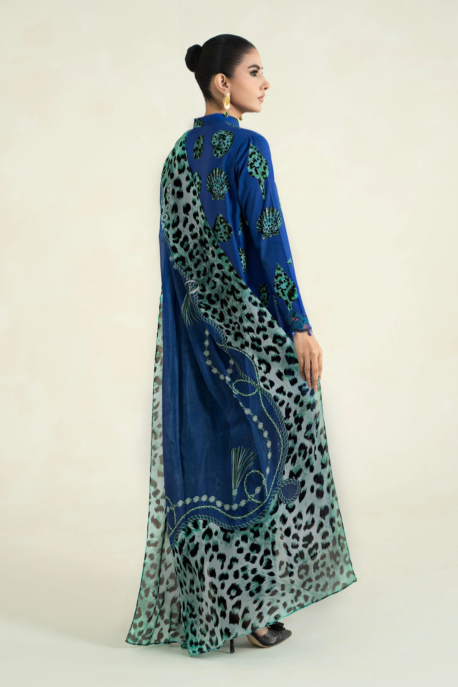 3 Piece Printed Linen Suit | MPS-2410-A - Image 5