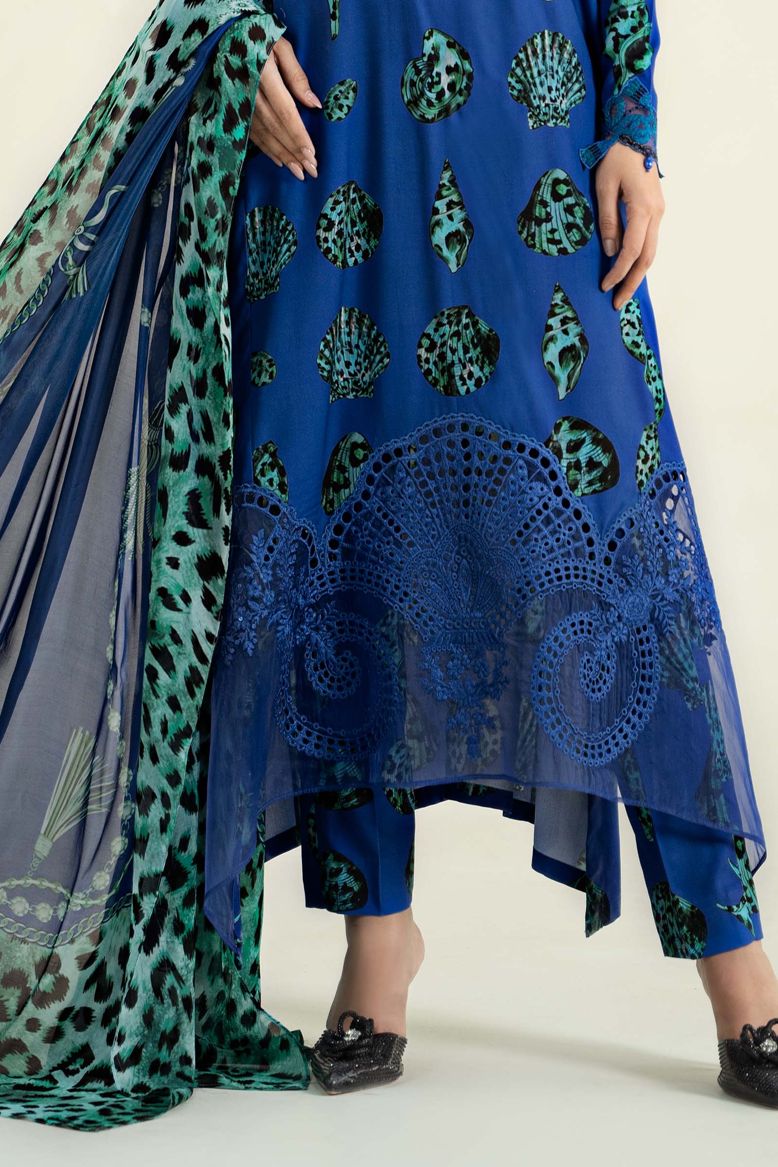 3 Piece Printed Linen Suit | MPS-2410-A - Image 6
