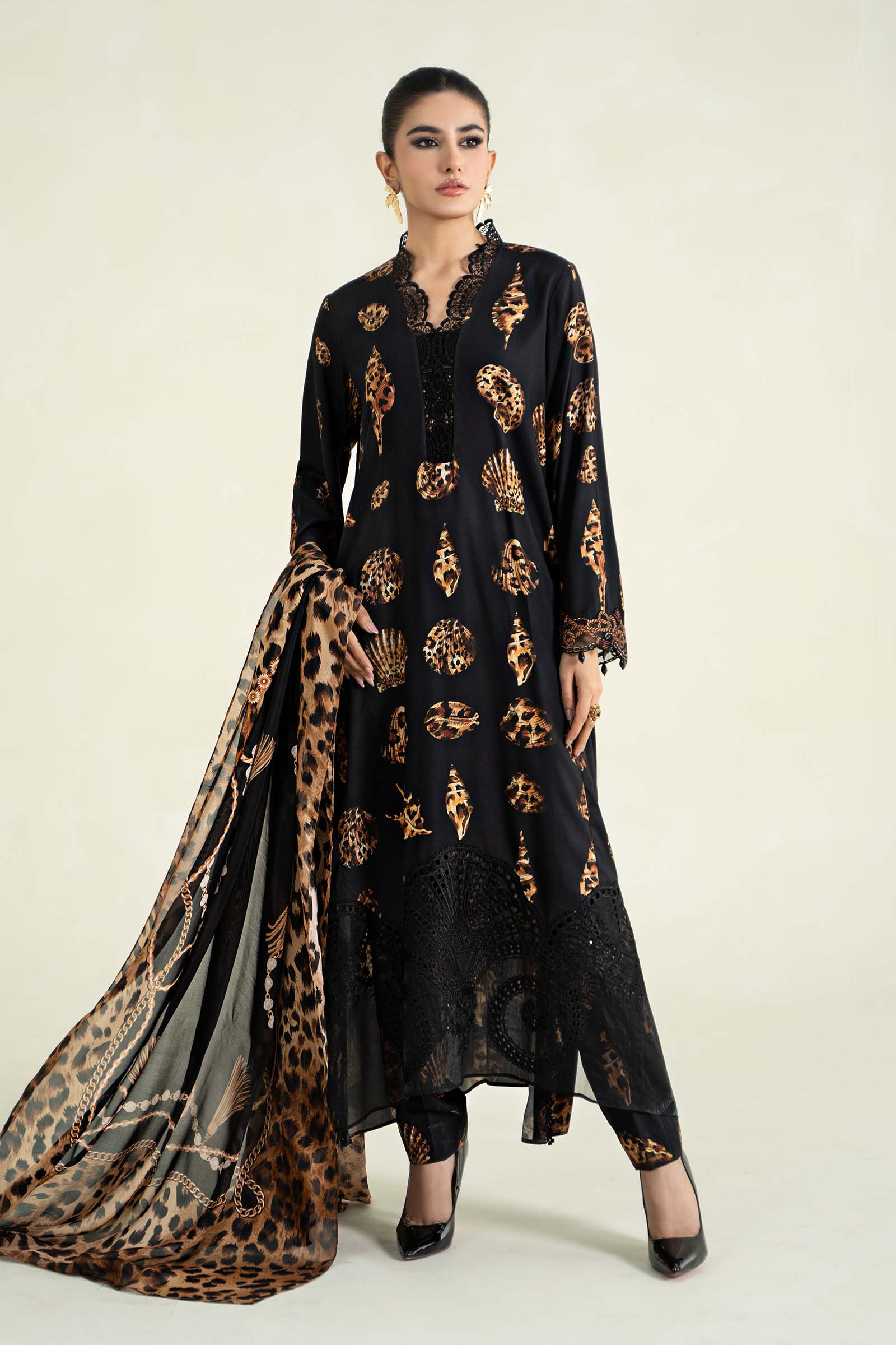 3 Piece Printed Linen Suit | MPS-2410-B
