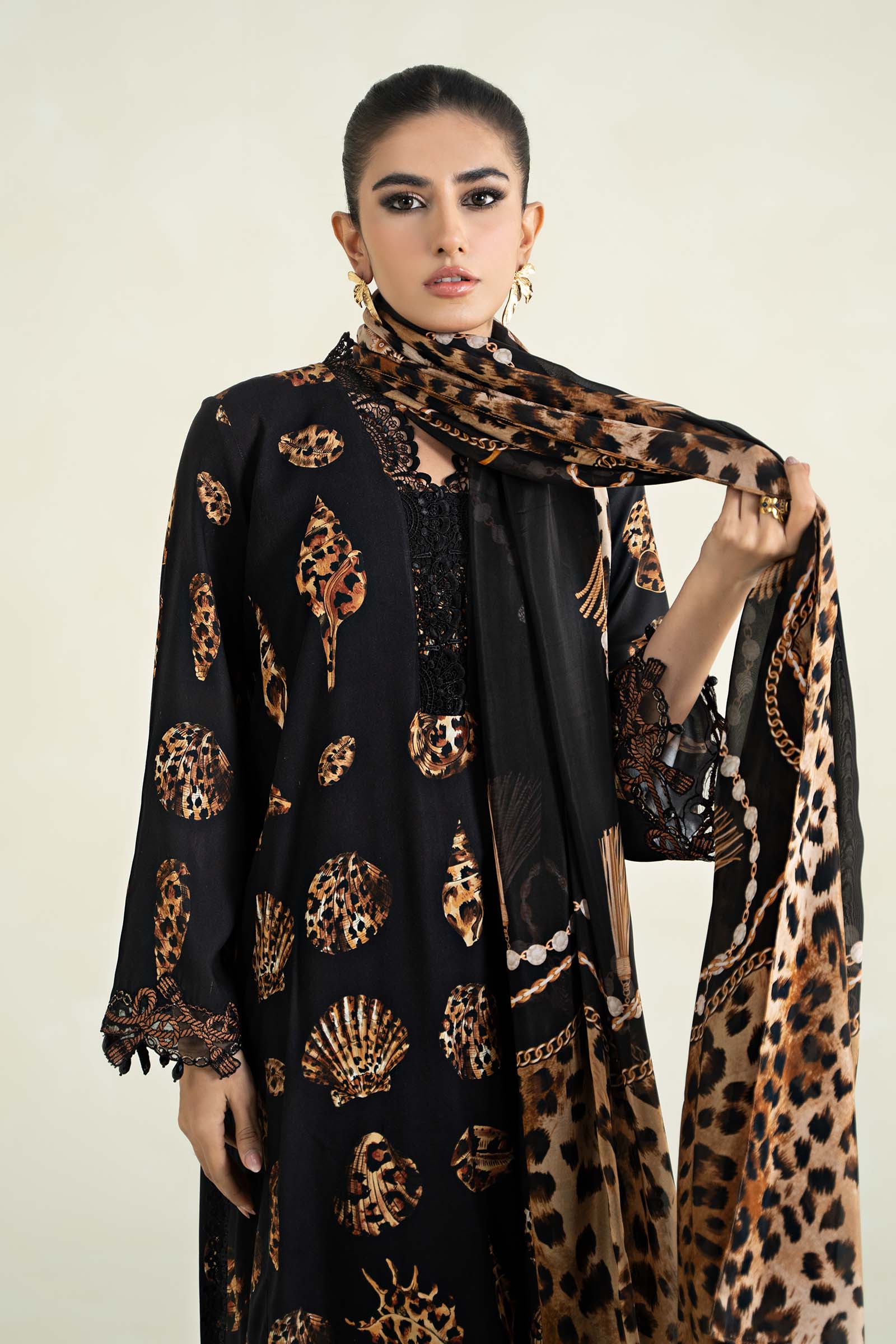 3 Piece Printed Linen Suit | MPS-2410-B - Image 2