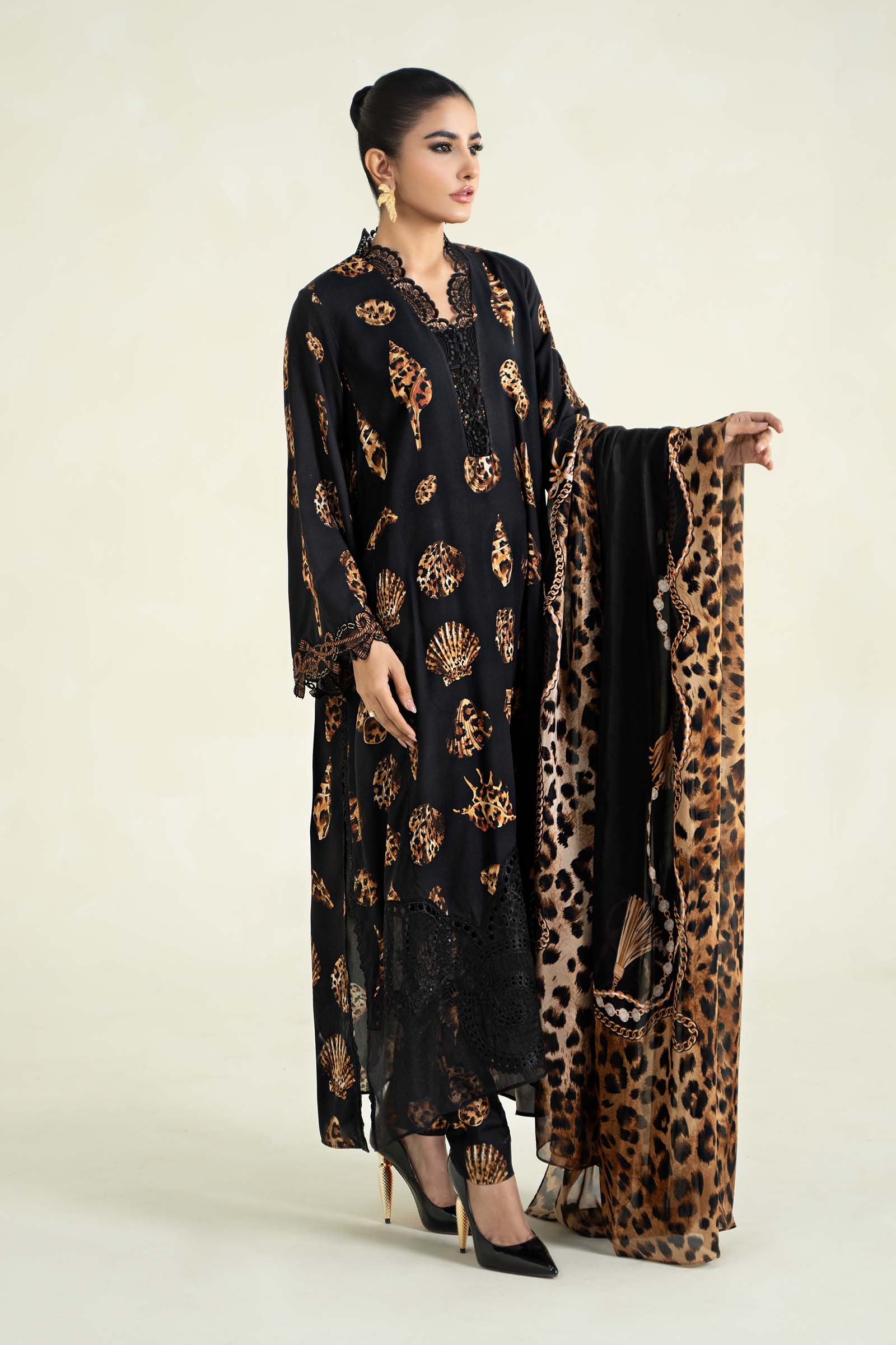 3 Piece Printed Linen Suit | MPS-2410-B - Image 3