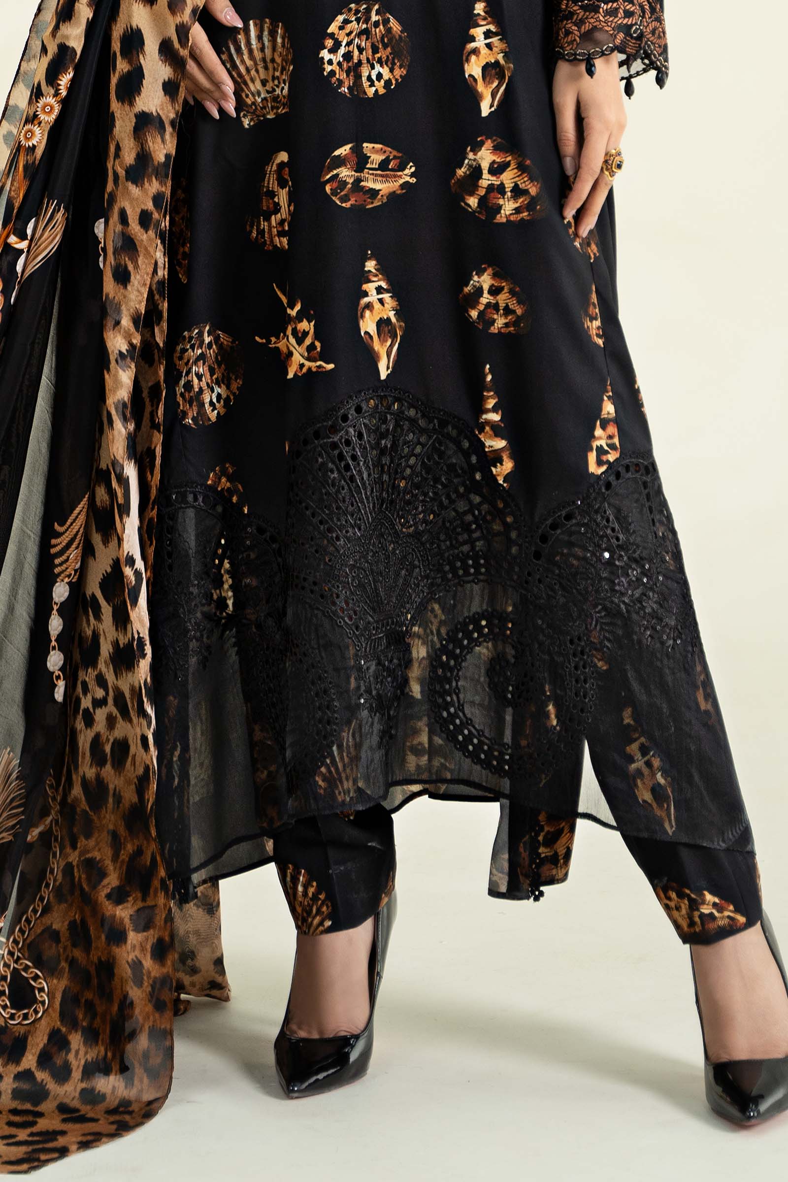3 Piece Printed Linen Suit | MPS-2410-B - Image 5