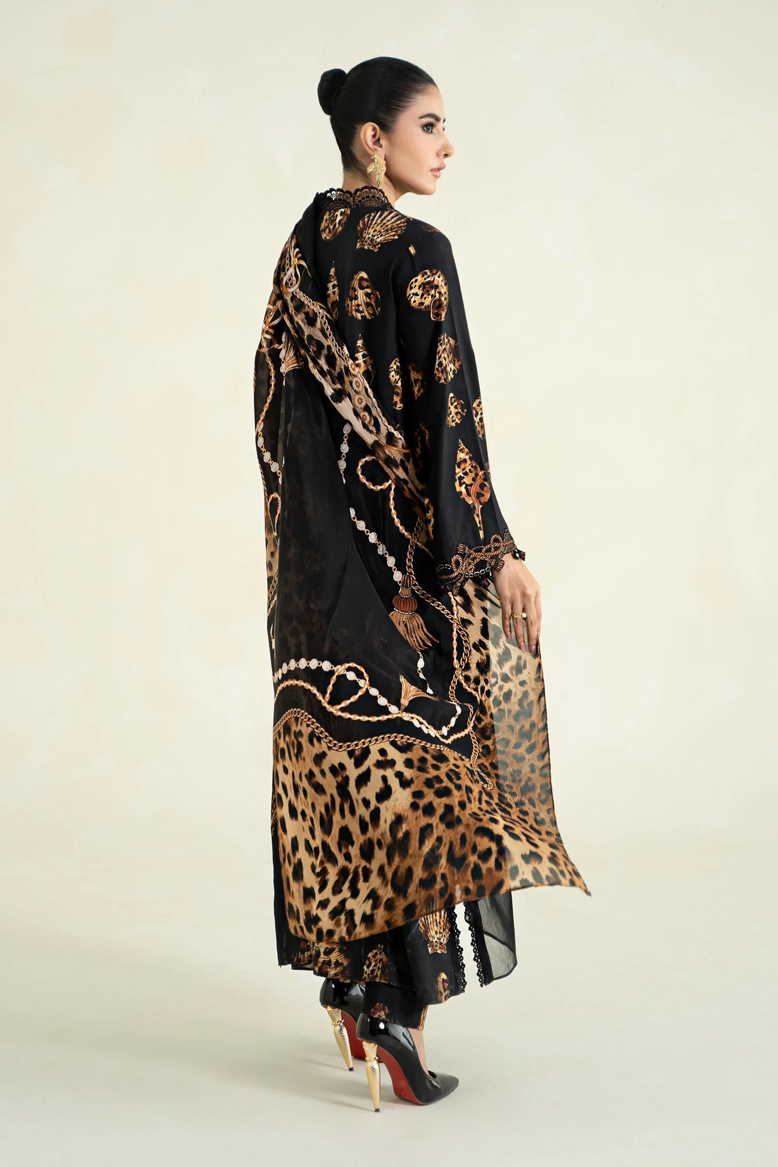 3 Piece Printed Linen Suit | MPS-2410-B - Image 6