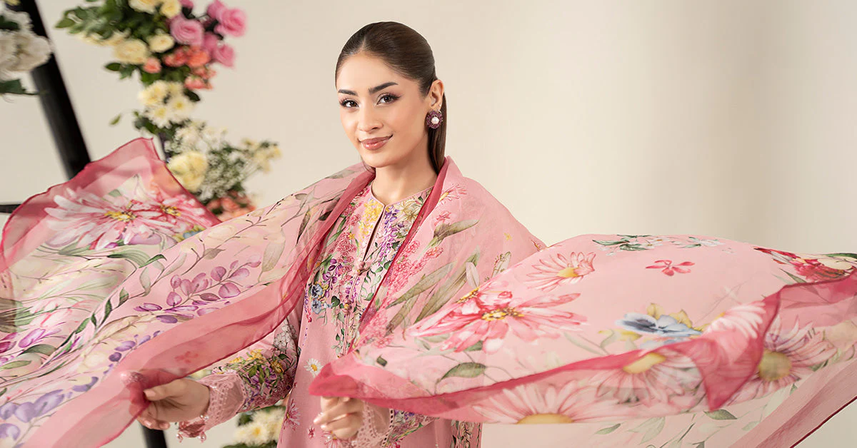 3 Piece Embroidered Lawn Suit | MPS-2603-B - Image 12