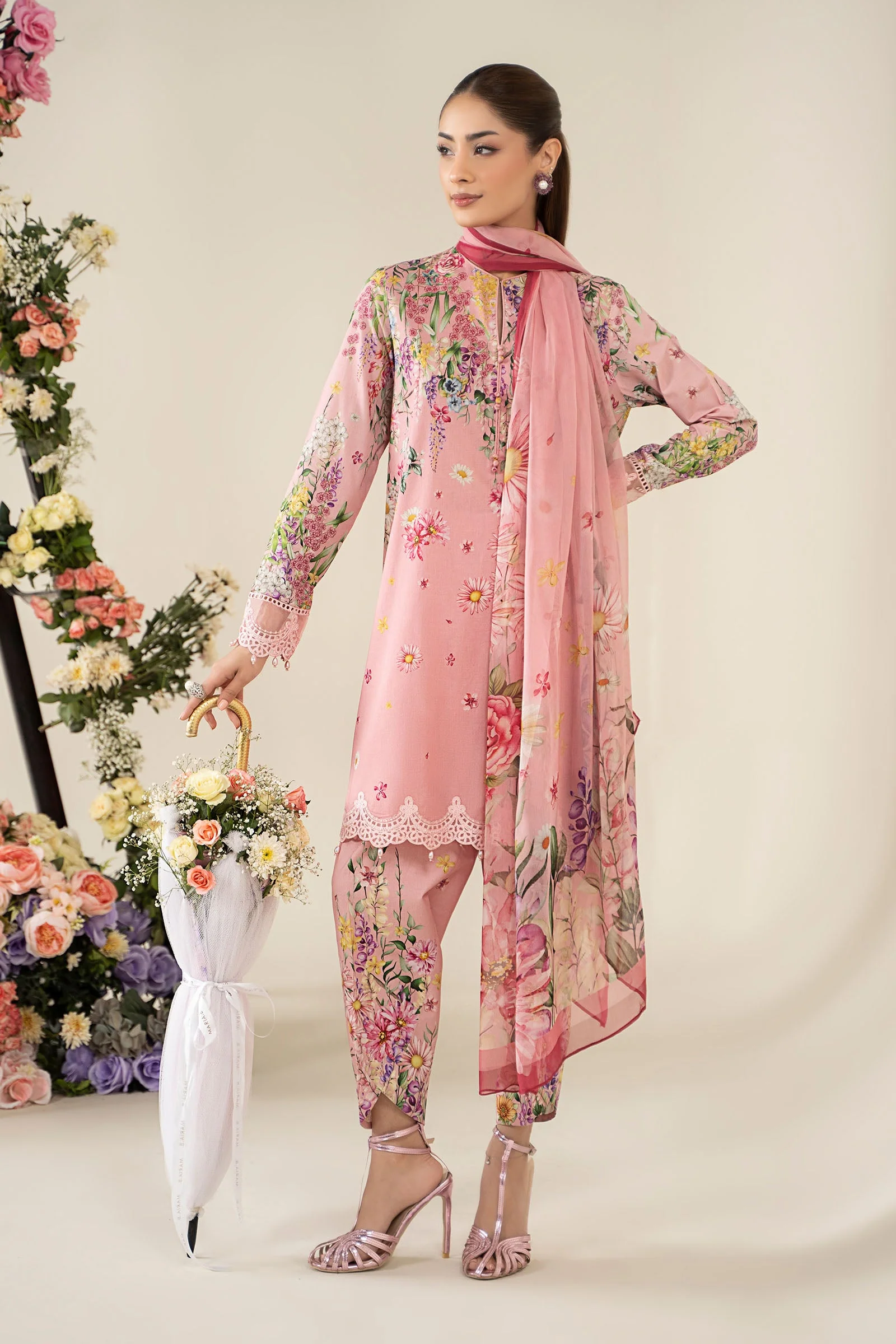 3 Piece Embroidered Lawn Suit | MPS-2603-B - Image 9